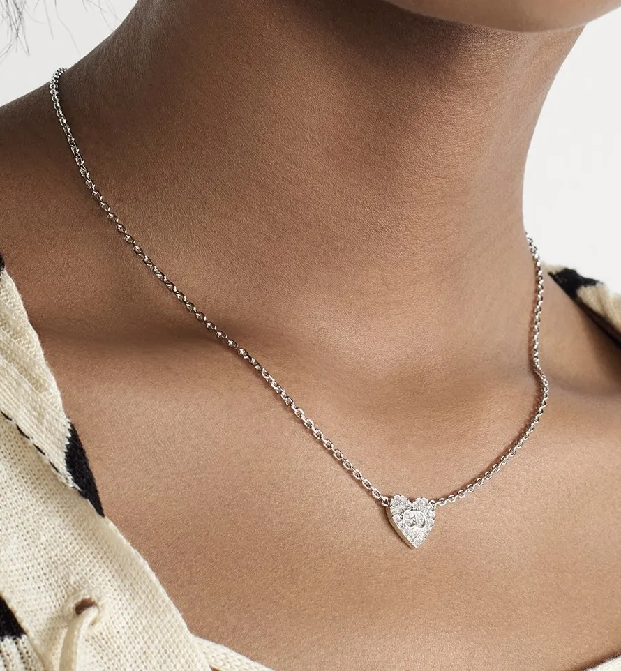 CD Heart Crystal Pendant Necklace (Gold-Plated Brass) D14017347 — view 9