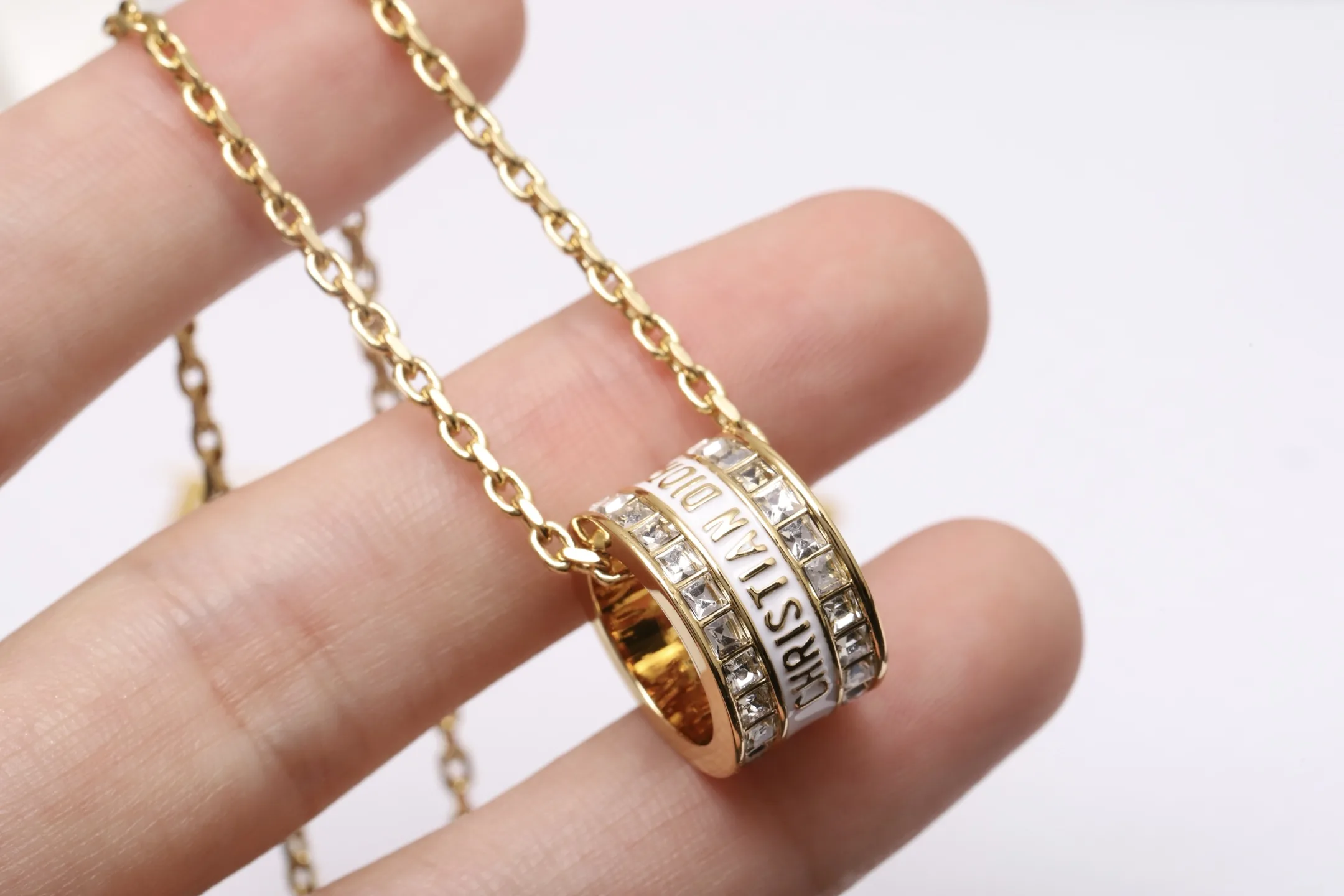 Enamel and Crystal Barrel Pendant Necklace D14017446 — view 4