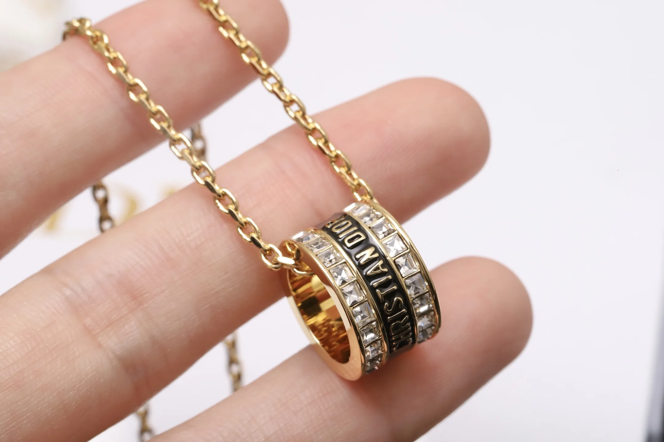 Enamel and Crystal Barrel Pendant Necklace D14017446 — view 5