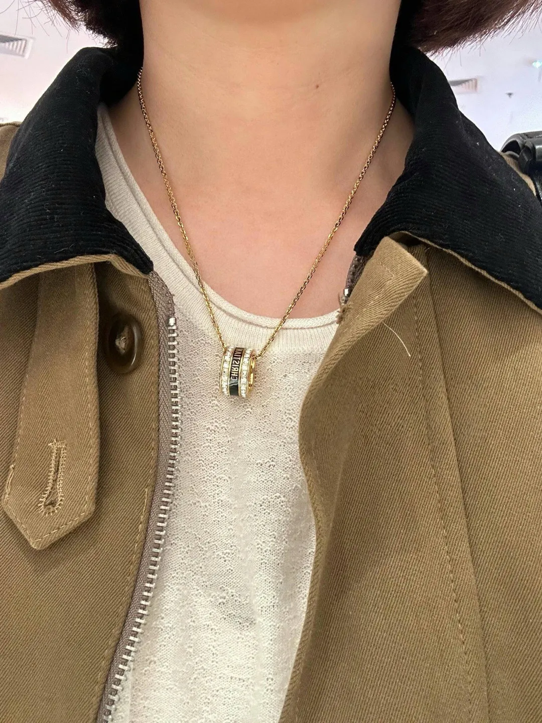 Enamel and Crystal Barrel Pendant Necklace D14017446 — view 8