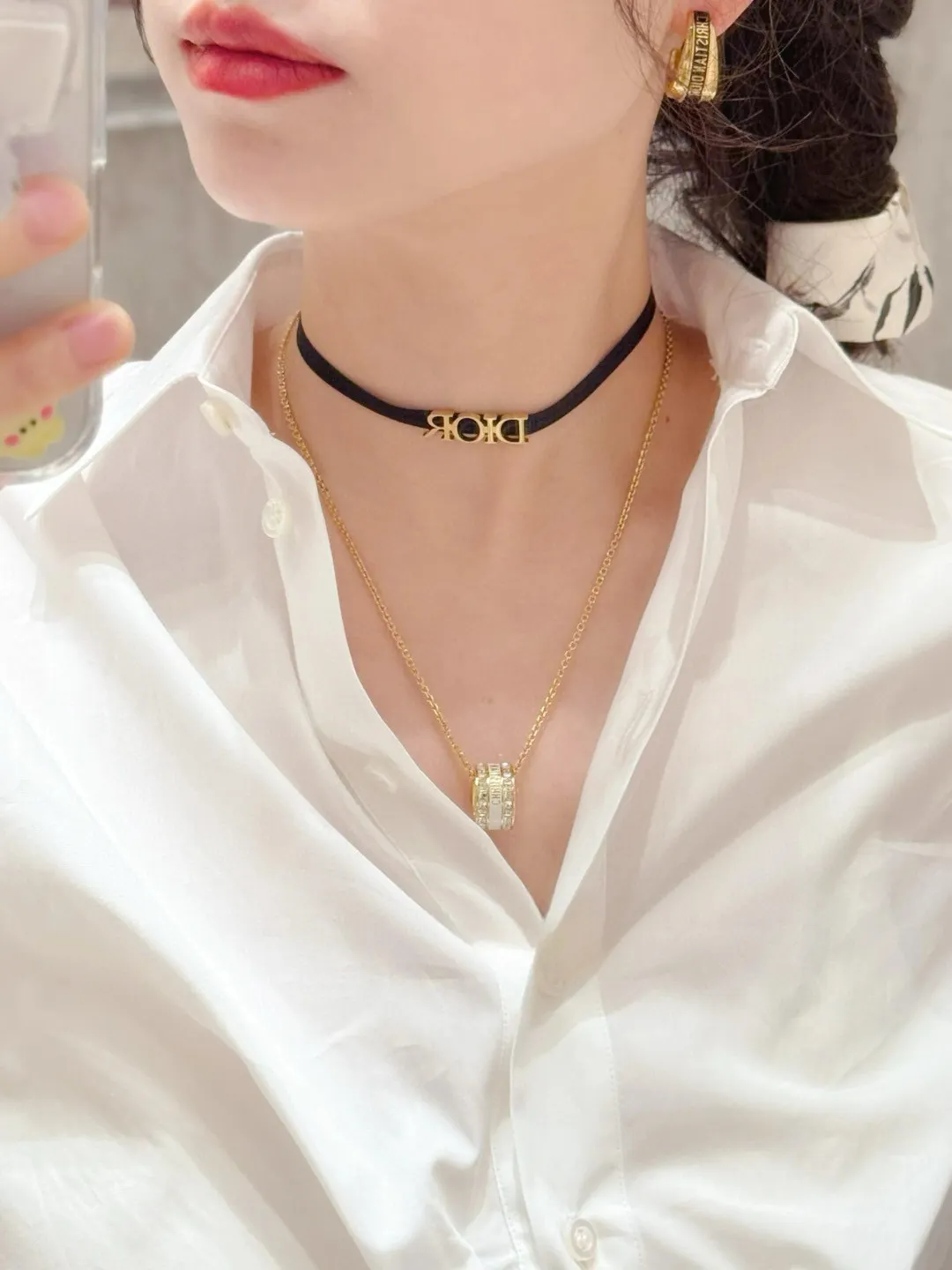 Enamel and Crystal Barrel Pendant Necklace D14017446 — view 9