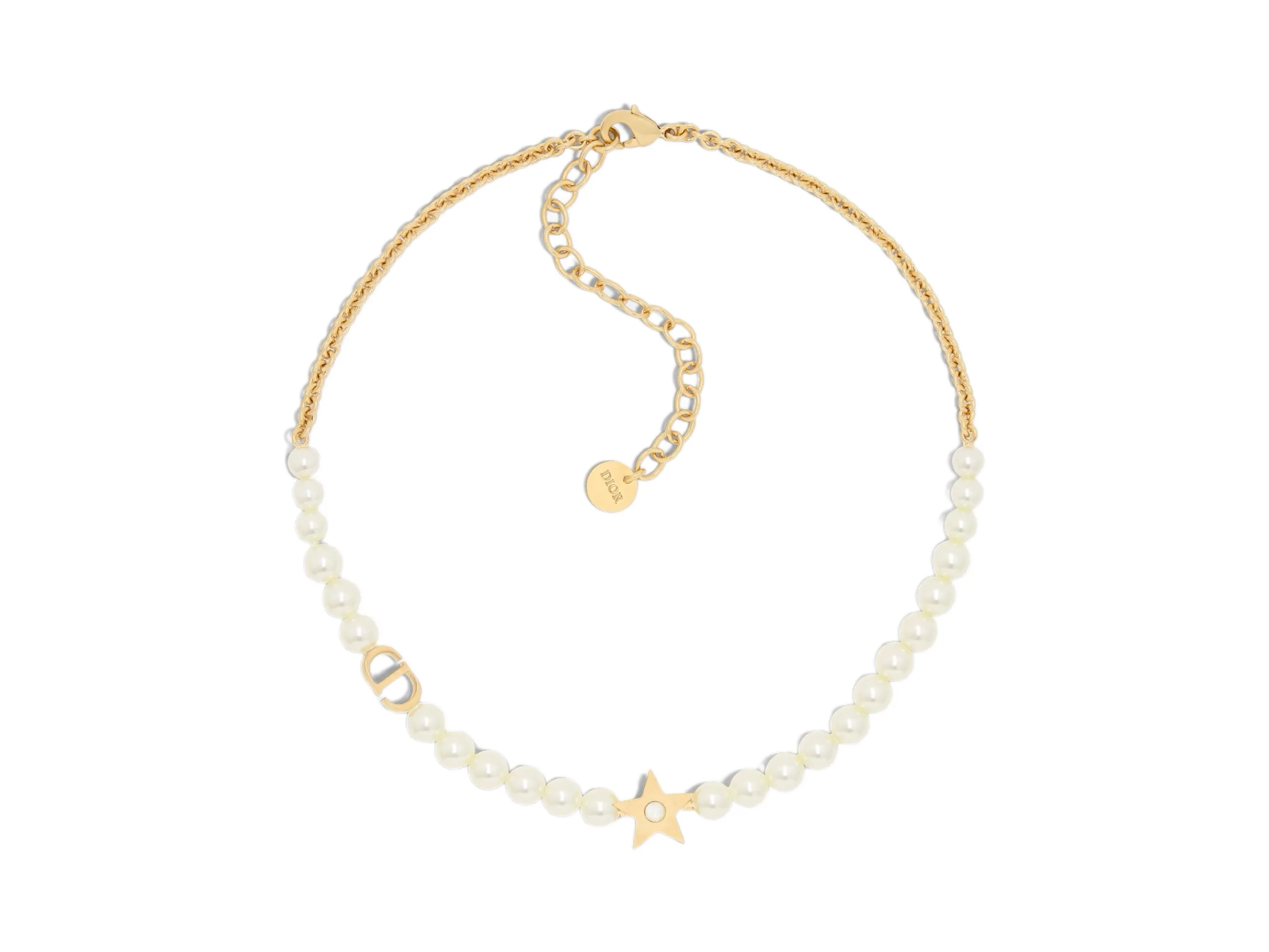 Star and CD Logo Resin Pearl Necklace D15017509