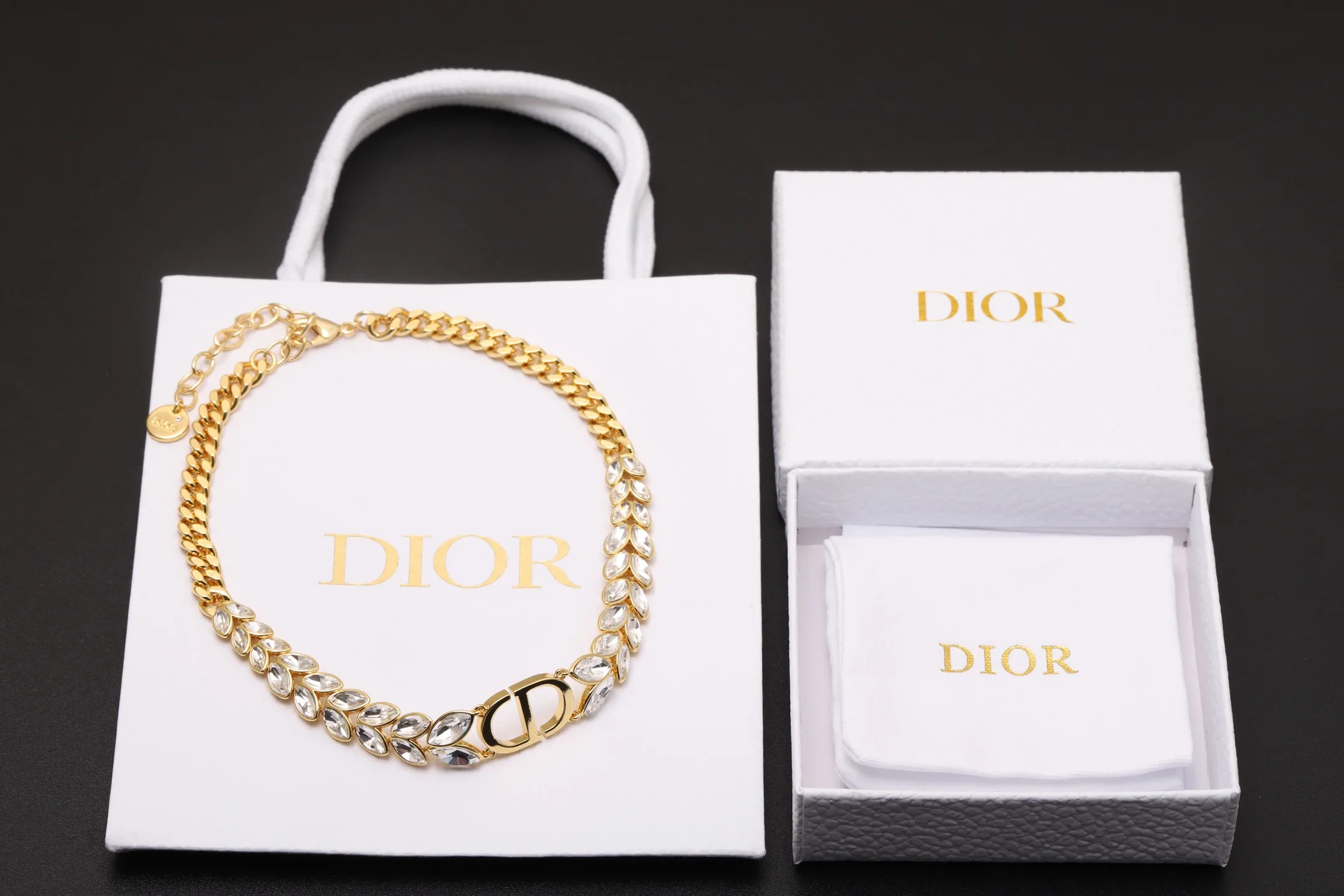 CD Wheat Motif Crystal Choker Necklace D17517609 — view 2