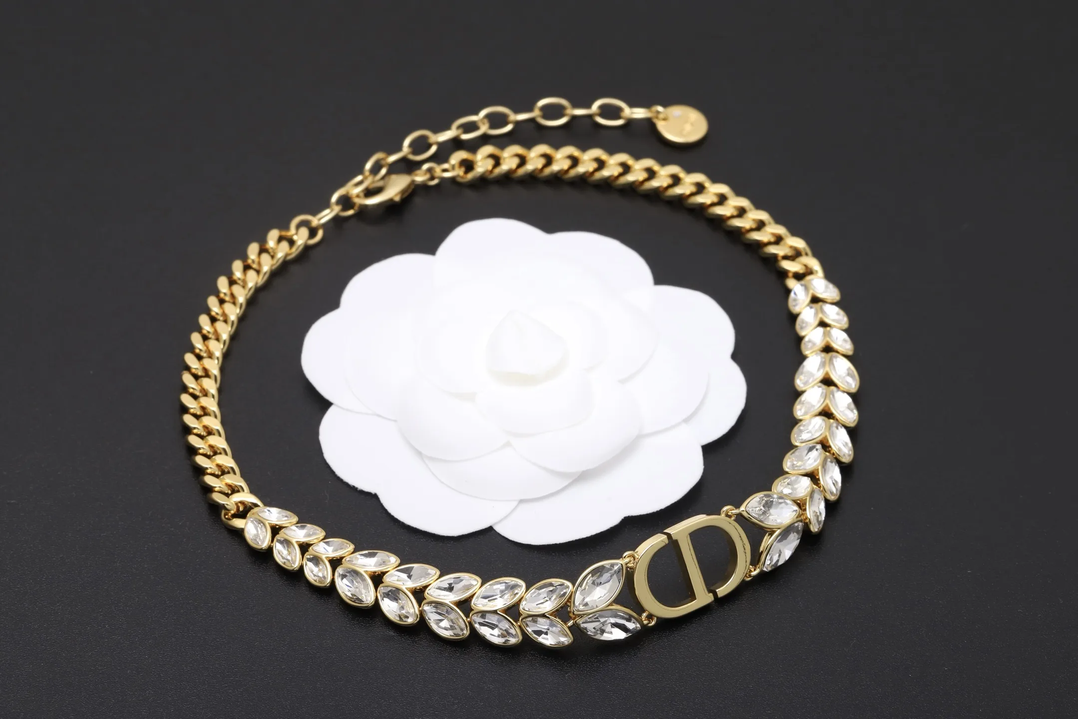 CD Wheat Motif Crystal Choker Necklace D17517609 — view 3