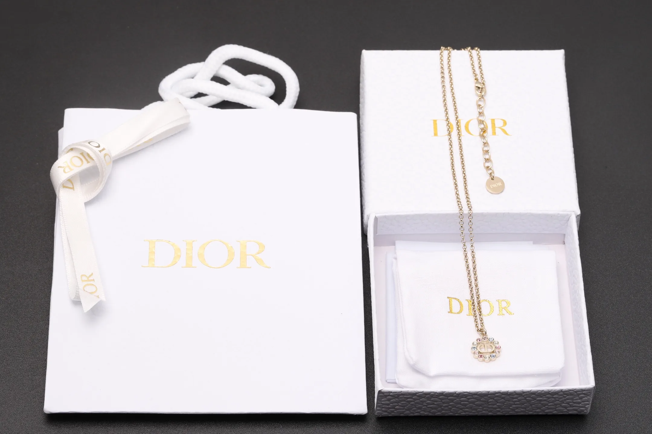 CD Logo Crystal Pendant Necklace D14017103 — view 2