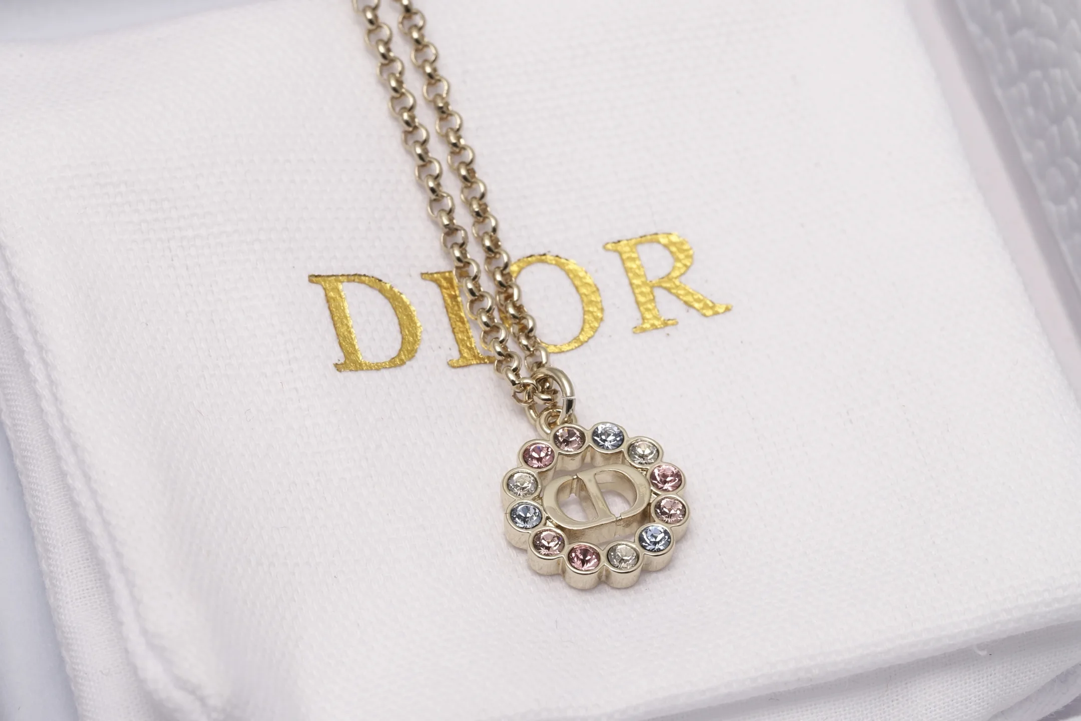 CD Logo Crystal Pendant Necklace D14017103 — view 3
