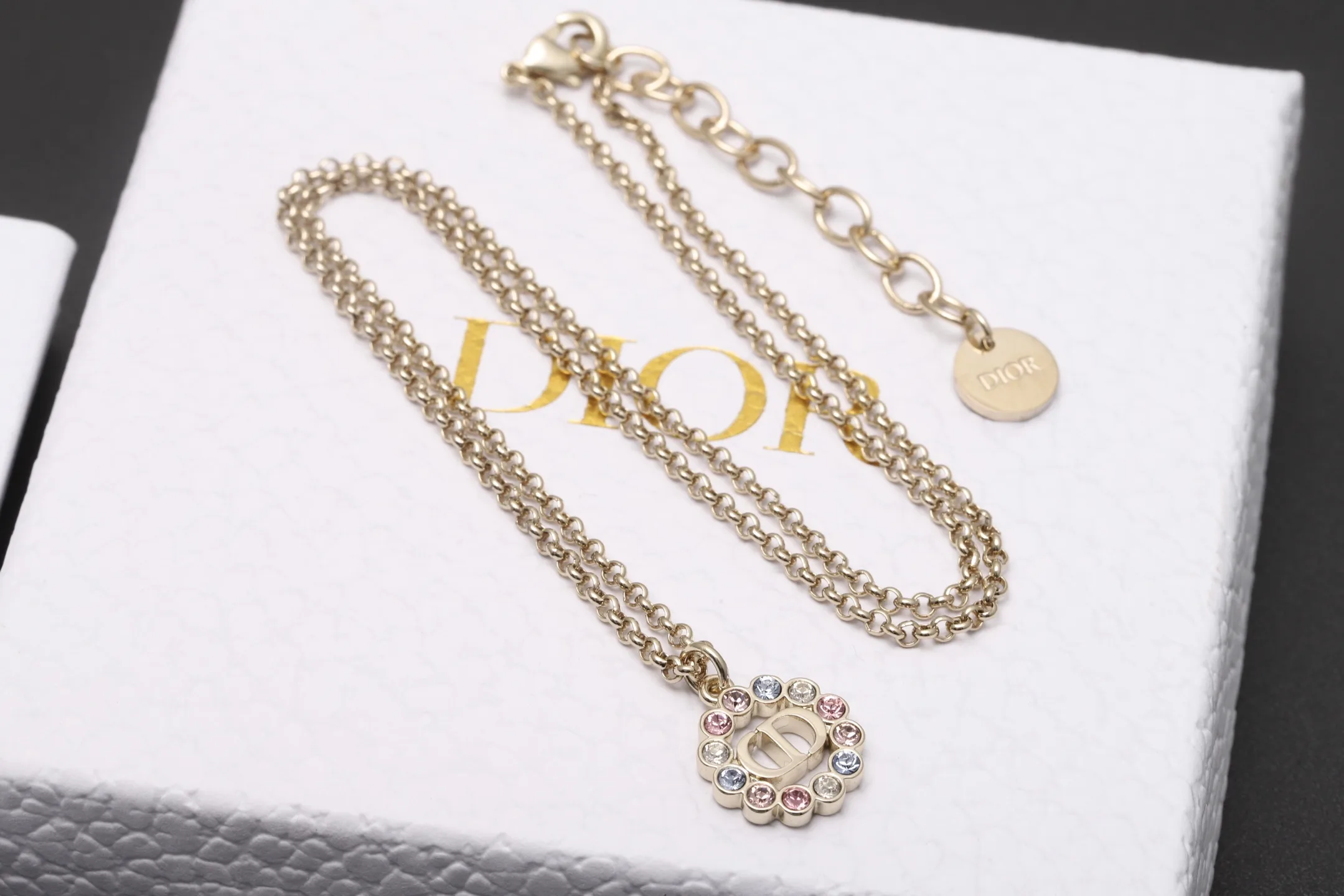 CD Logo Crystal Pendant Necklace D14017103 — view 4