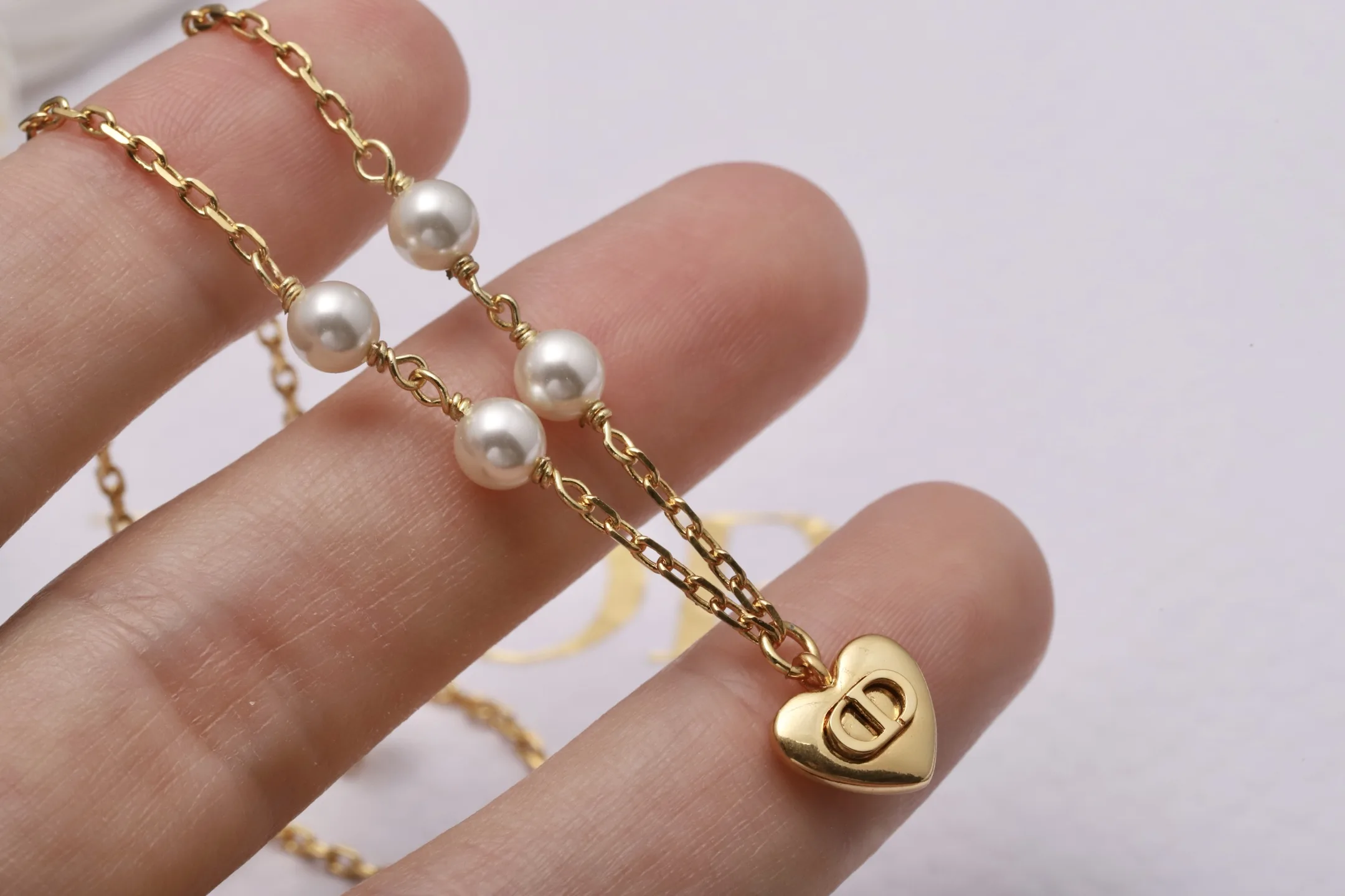 Dior Heart and Star Charm Pearl Necklace D14517269 — view 4