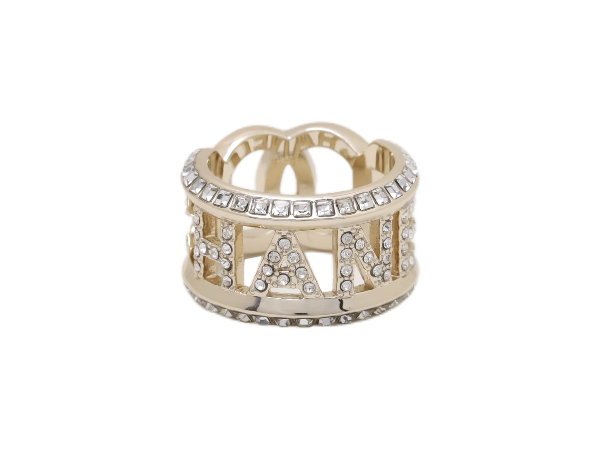 Crystal-Embellished Logo Band Ring D14017617