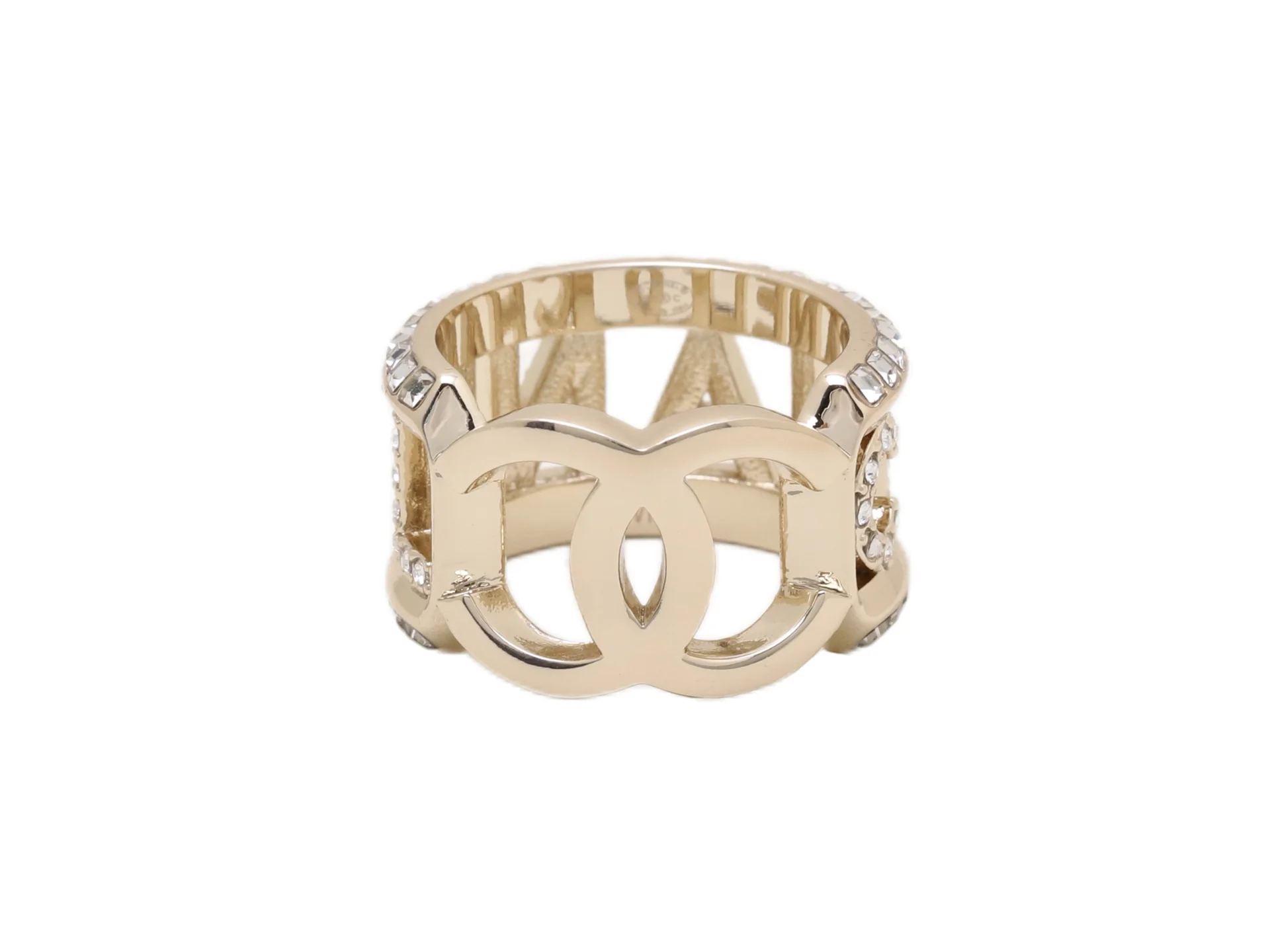 Crystal-Embellished Logo Band Ring D14017617 — view 2