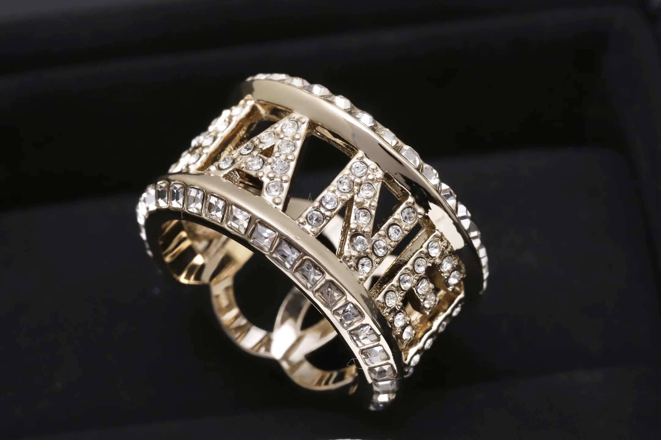 Crystal-Embellished Logo Band Ring D14017617 — view 5
