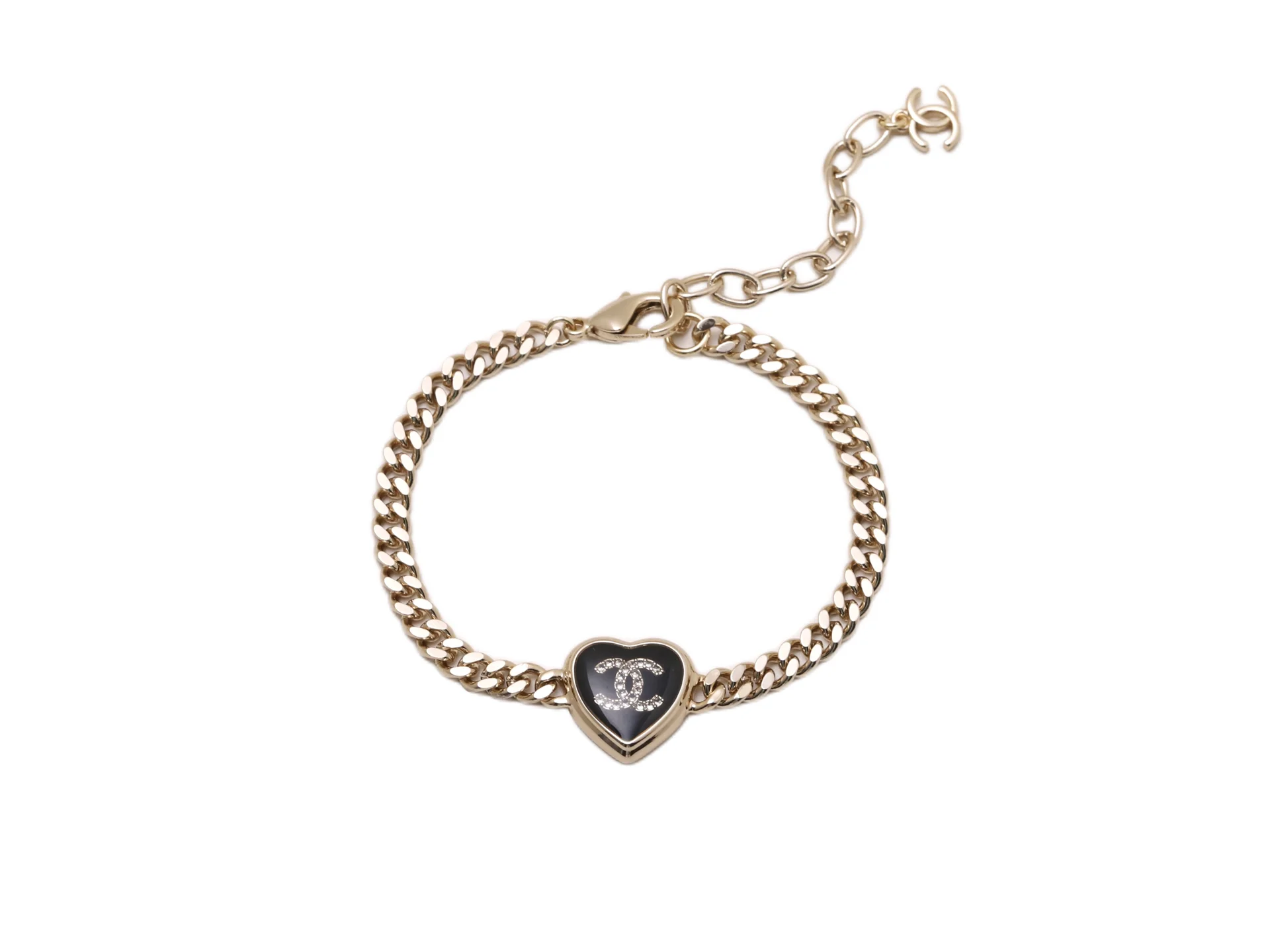Heart Obsidian Charm Chain Bracelet D11517373