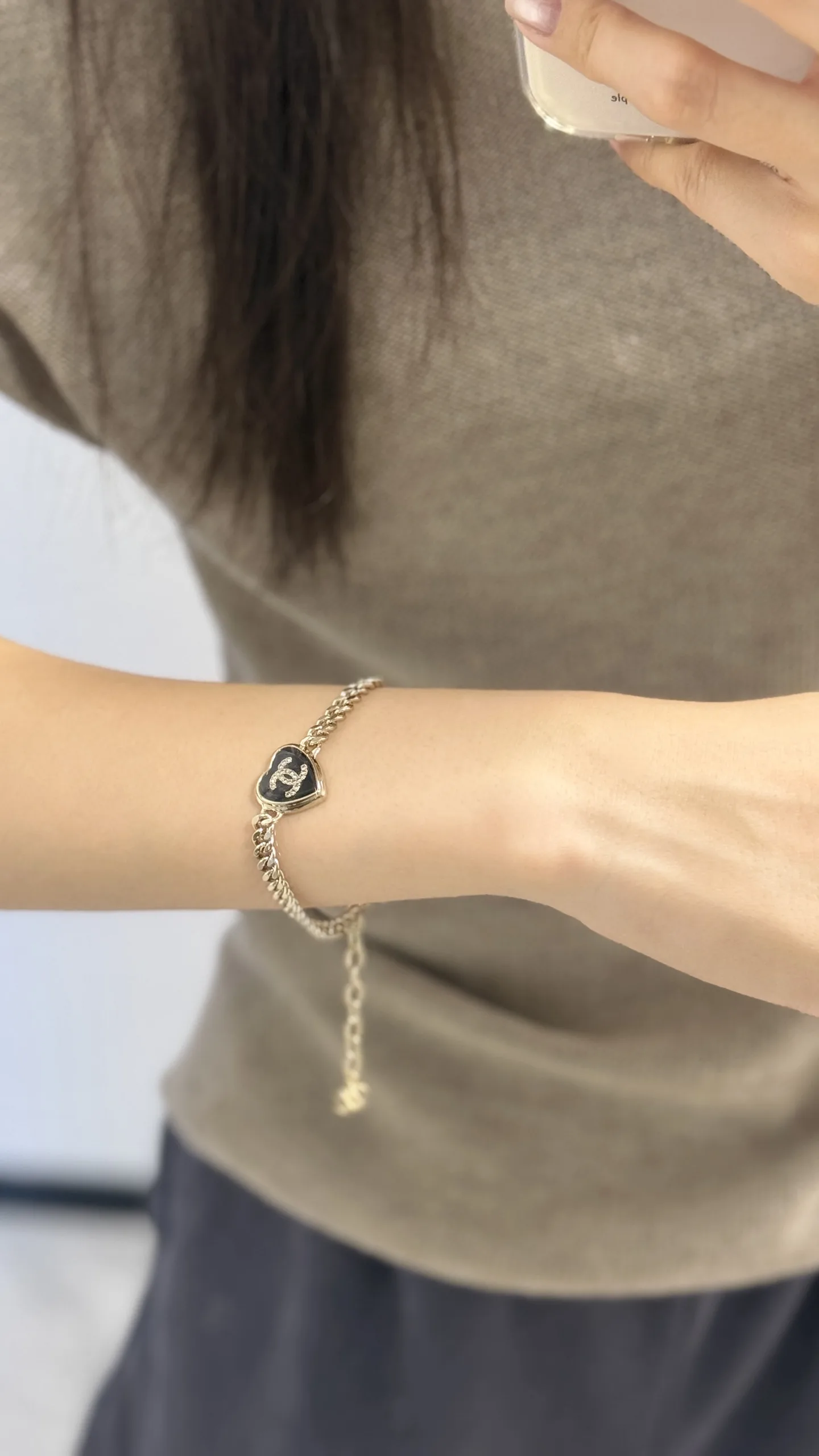 Heart Obsidian Charm Chain Bracelet D11517373 — view 9