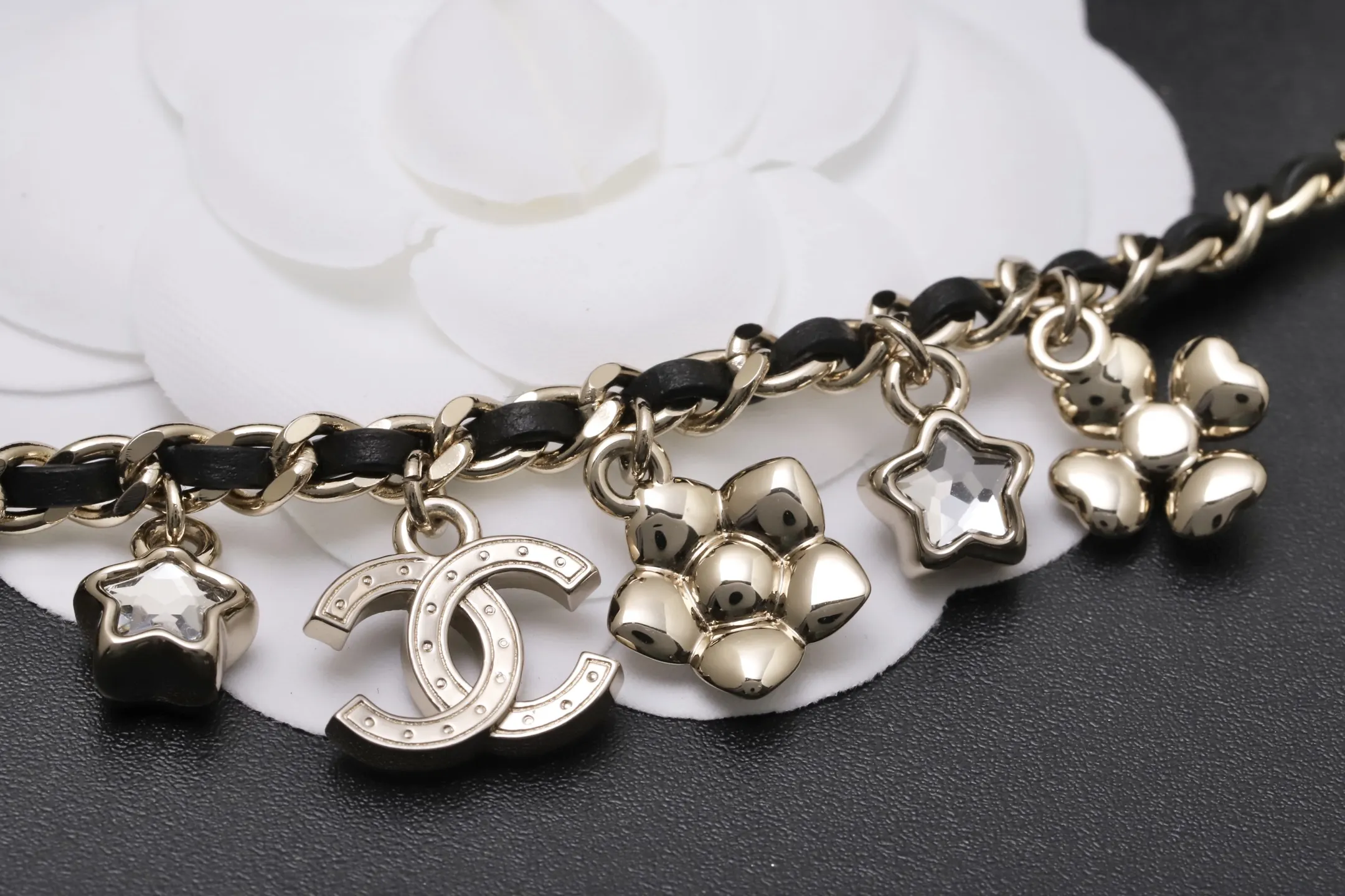 Multi-Charm Interwoven Leather Chain Bracelet D16017338 — view 5