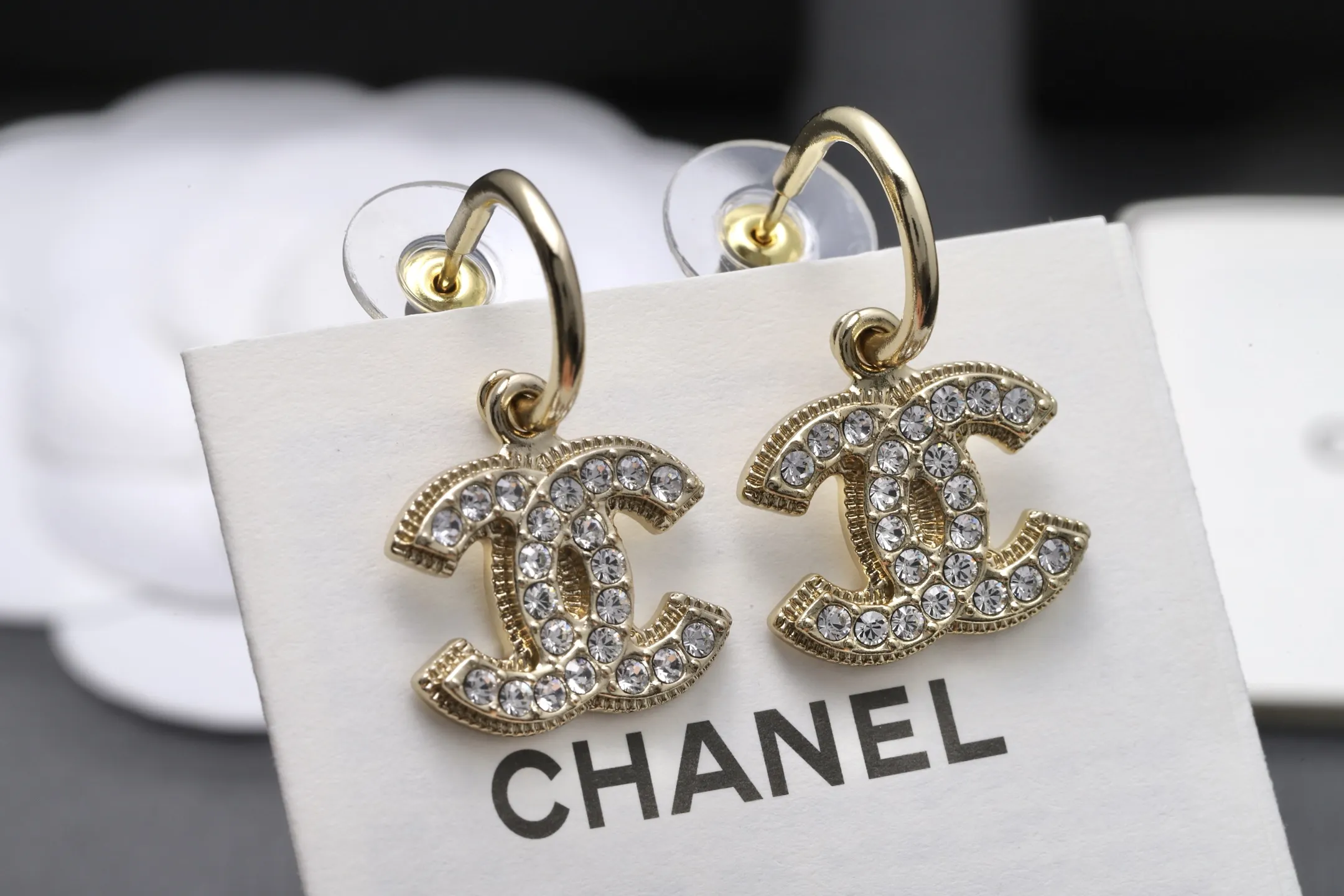 Vintage Crystal-Embellished Double C Hoop Earrings D13517064 — view 3