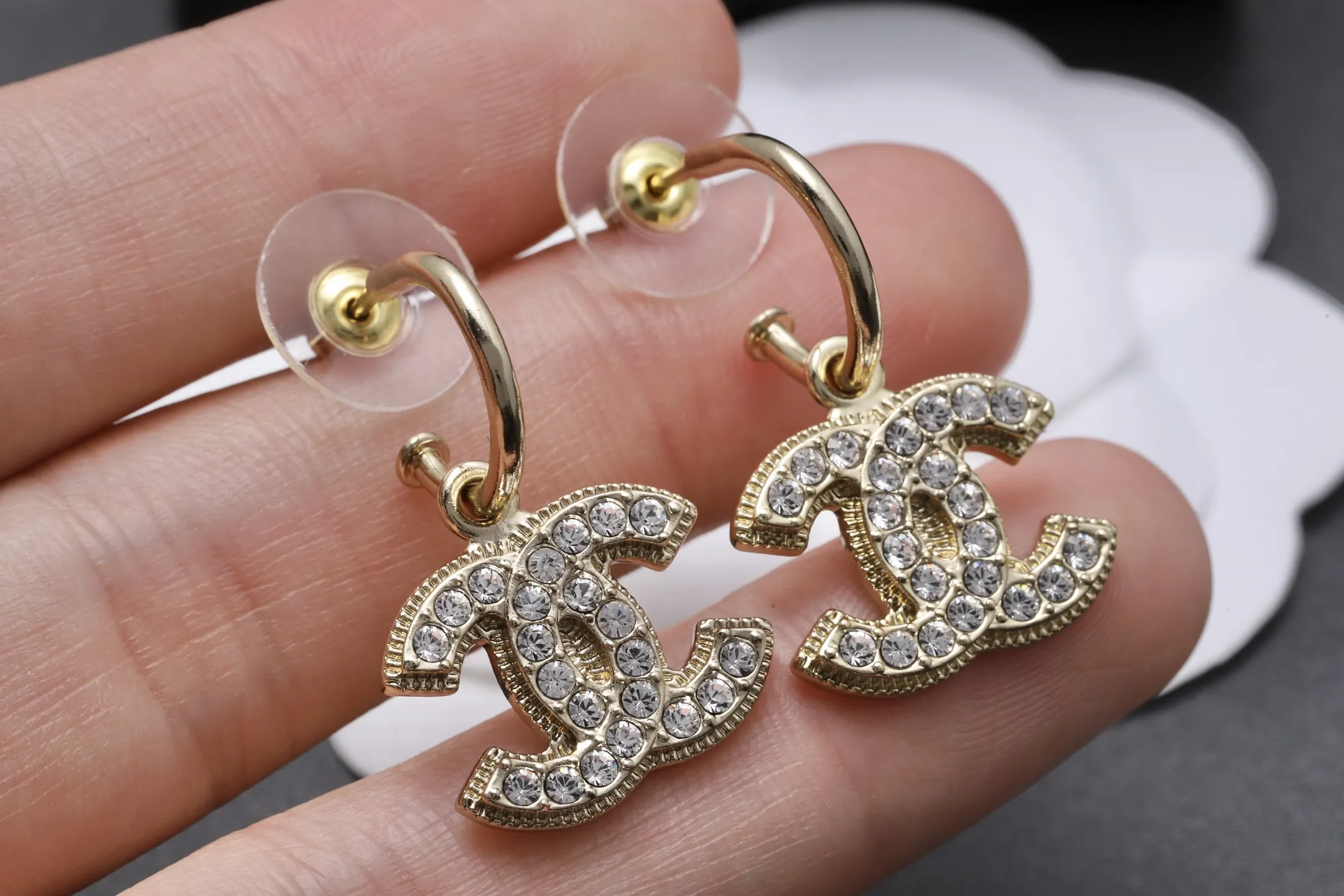 Vintage Crystal-Embellished Double C Hoop Earrings D13517064 — view 6
