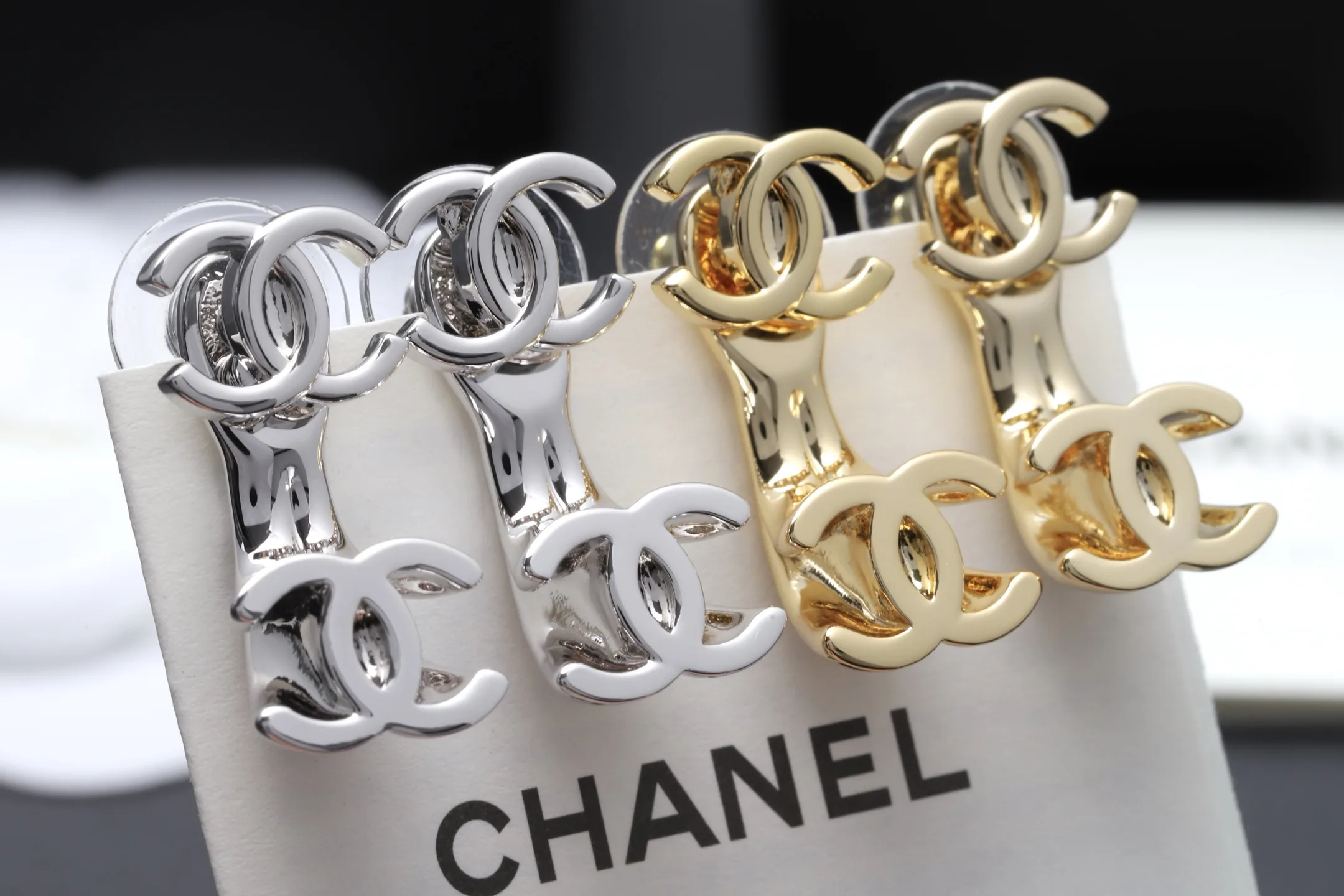 Double CC Logo Drop Stud Earrings D13516976 — view 7