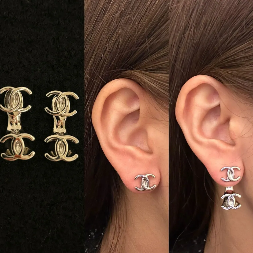 Double CC Logo Drop Stud Earrings D13516976 — view 9