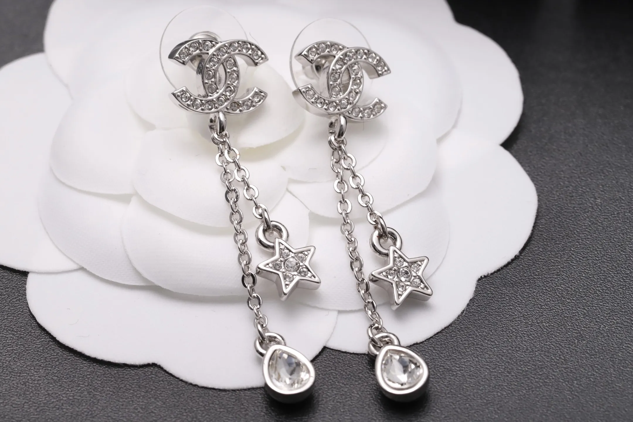 Crystal Double C Star Drop Earrings D14016619 — view 3