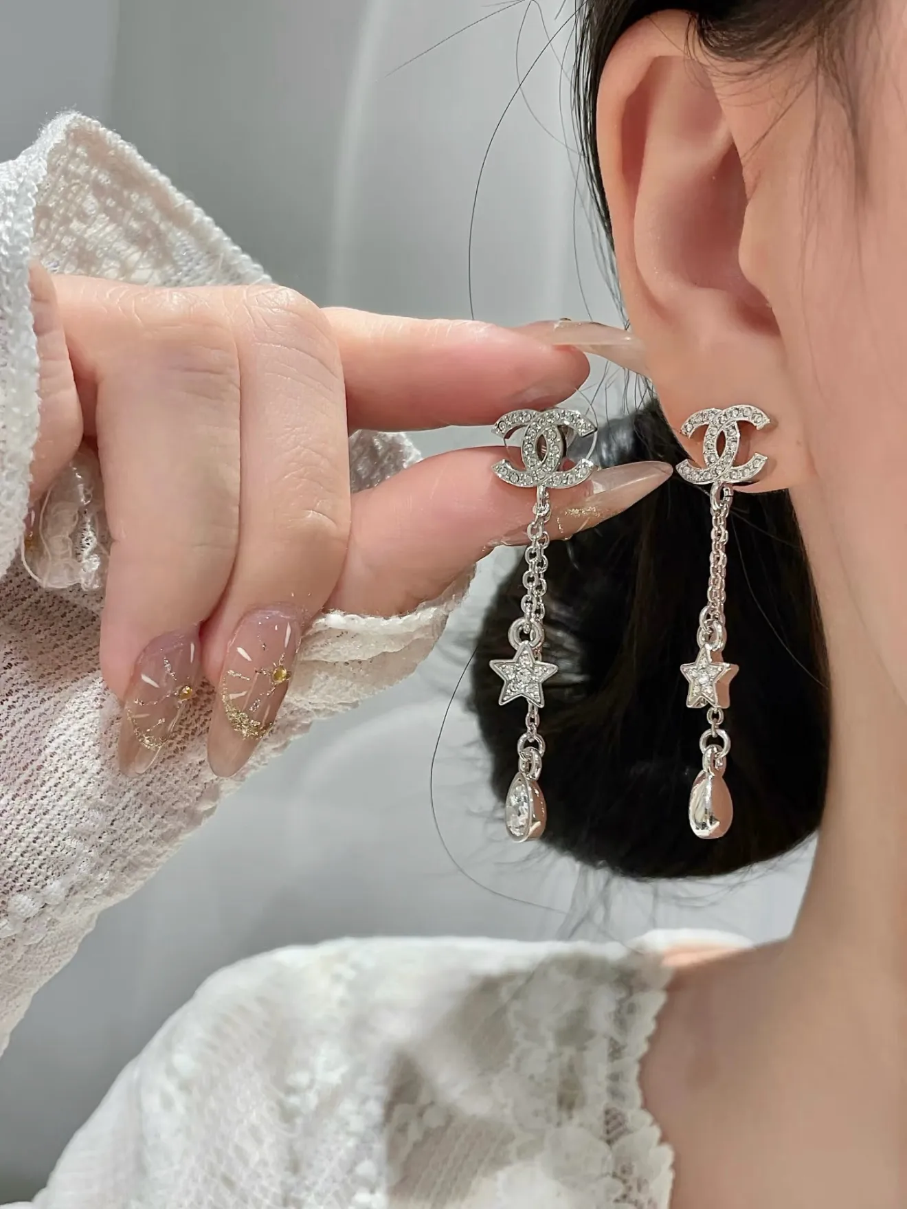 Crystal Double C Star Drop Earrings D14016619 — view 9