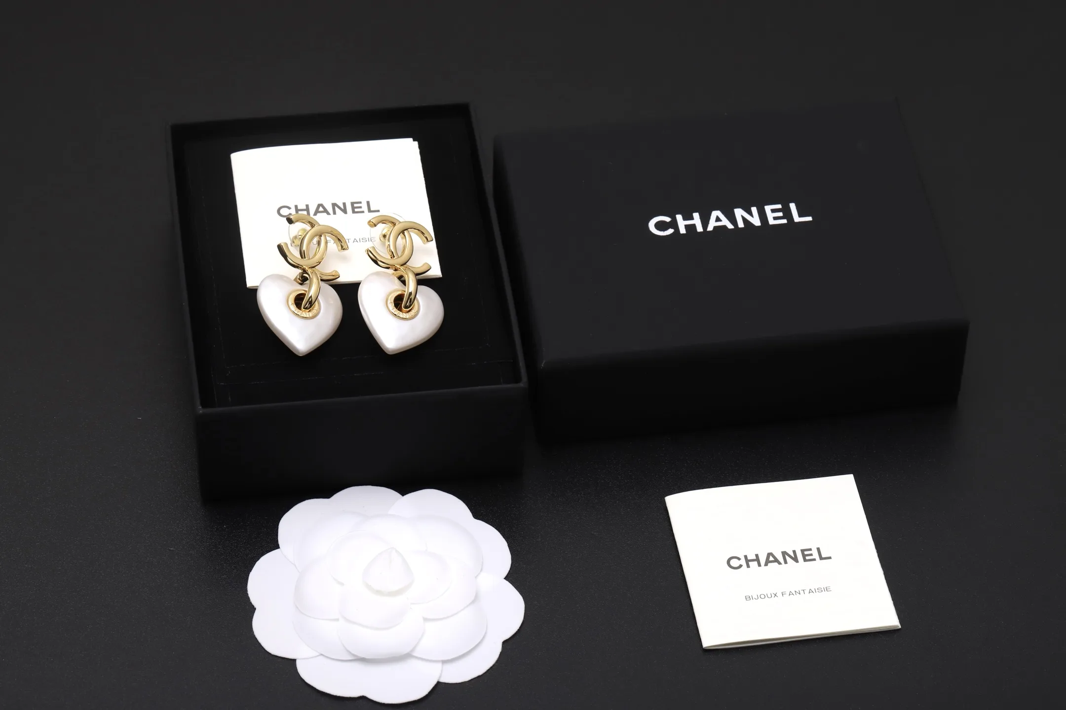 Double C Heart Pearl Drop Earrings D16517438 — view 2