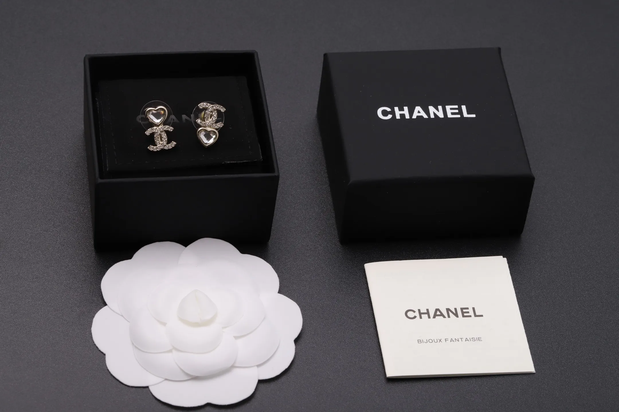 Crystal Heart Double C Stud Earrings D13517242 — view 2