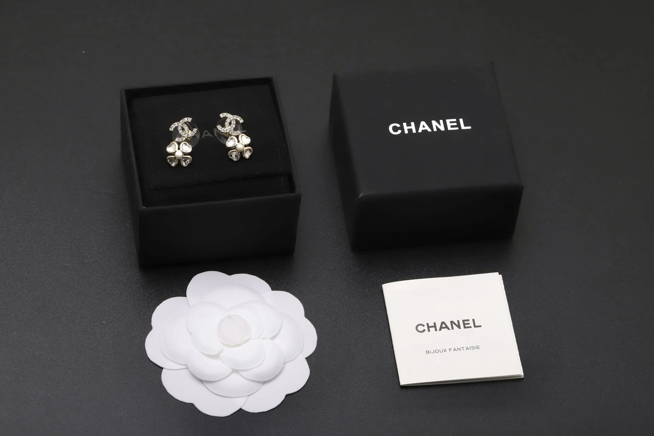 Crystal Heart Double C Stud Earrings D14017337