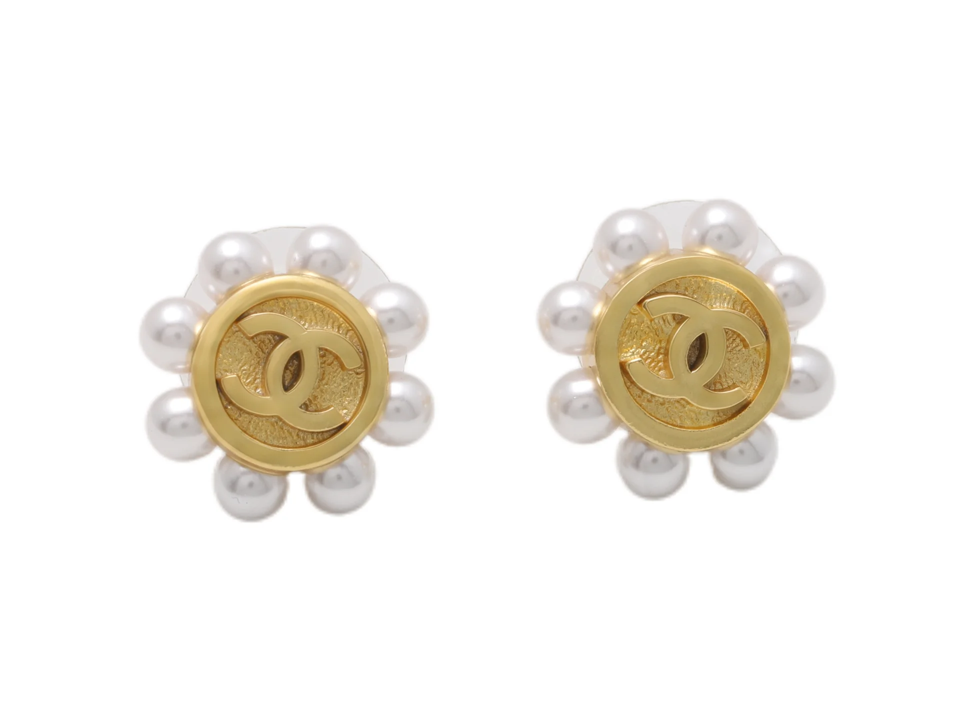 Vintage-Inspired Double C Pearl Stud Earrings D13517067