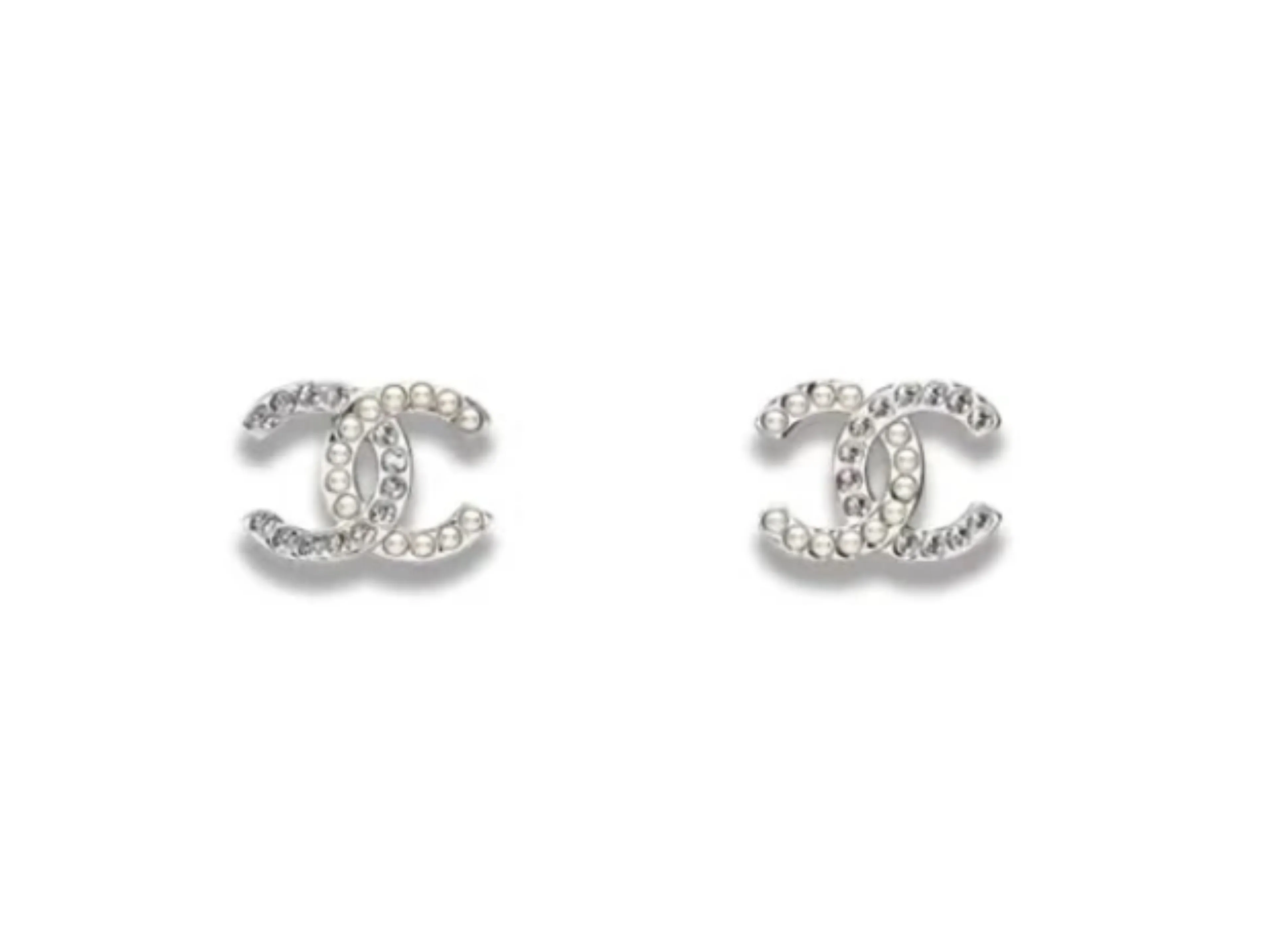 Double C Crystal and Faux Pearl Stud Earrings D14017345