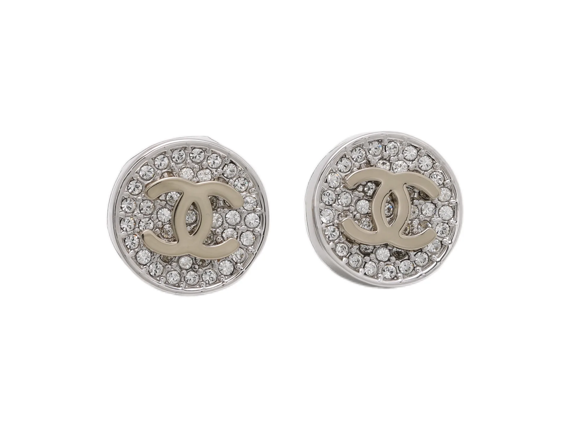 Crystal-Embellished Button CC Stud Earrings D14517036