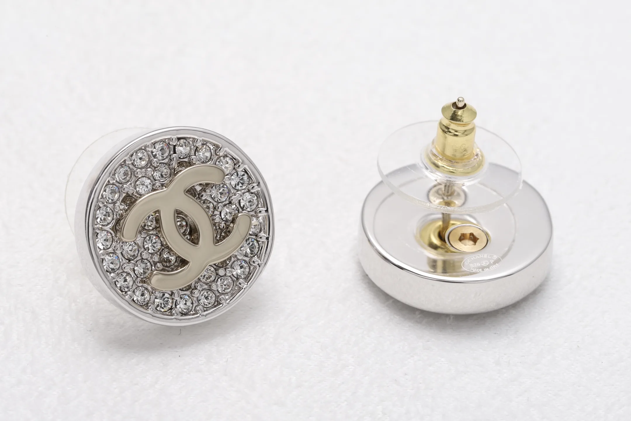 Crystal-Embellished Button CC Stud Earrings D14517036 — view 5