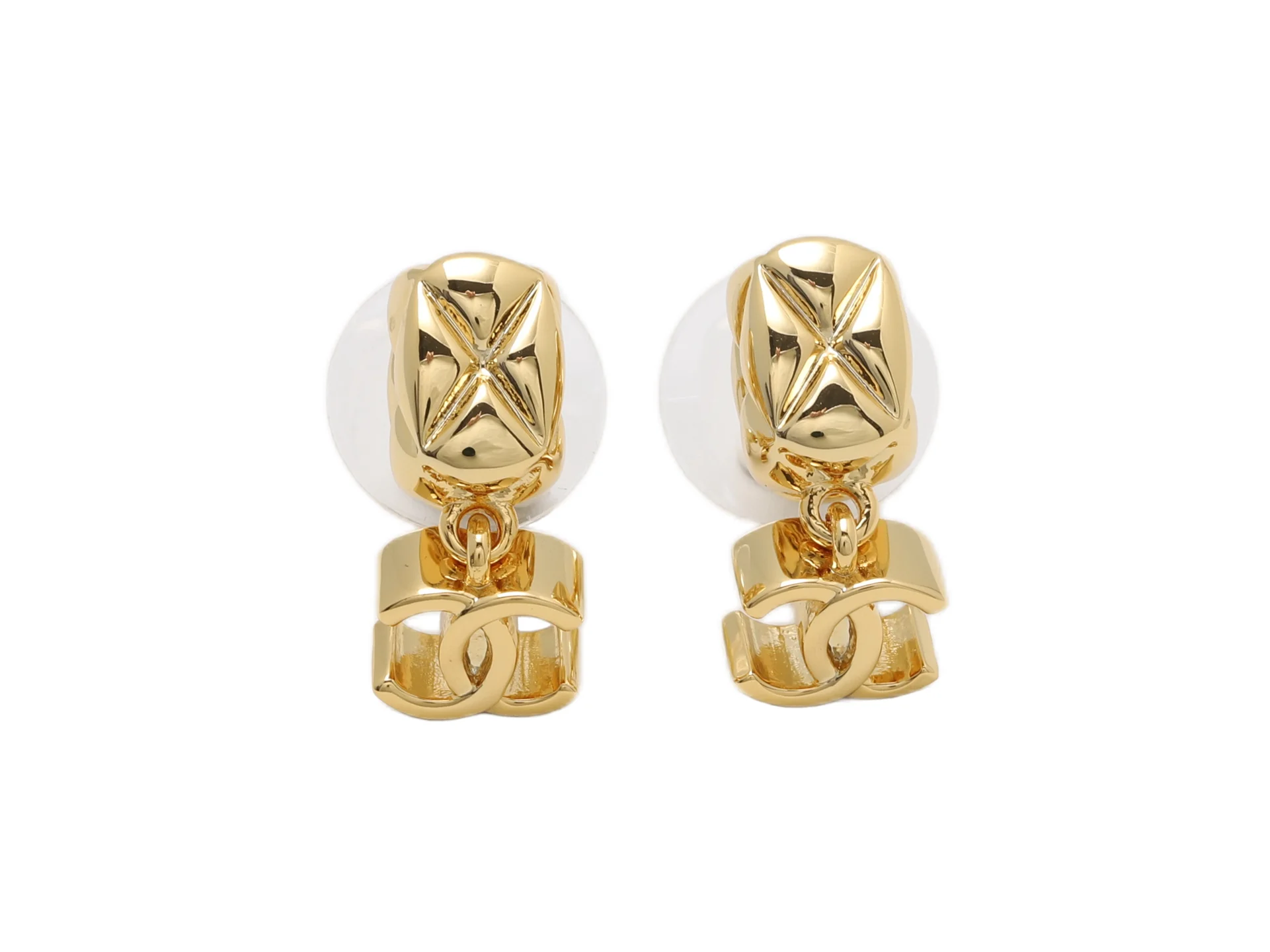 Quilted CC Drop Stud Earrings D14017024