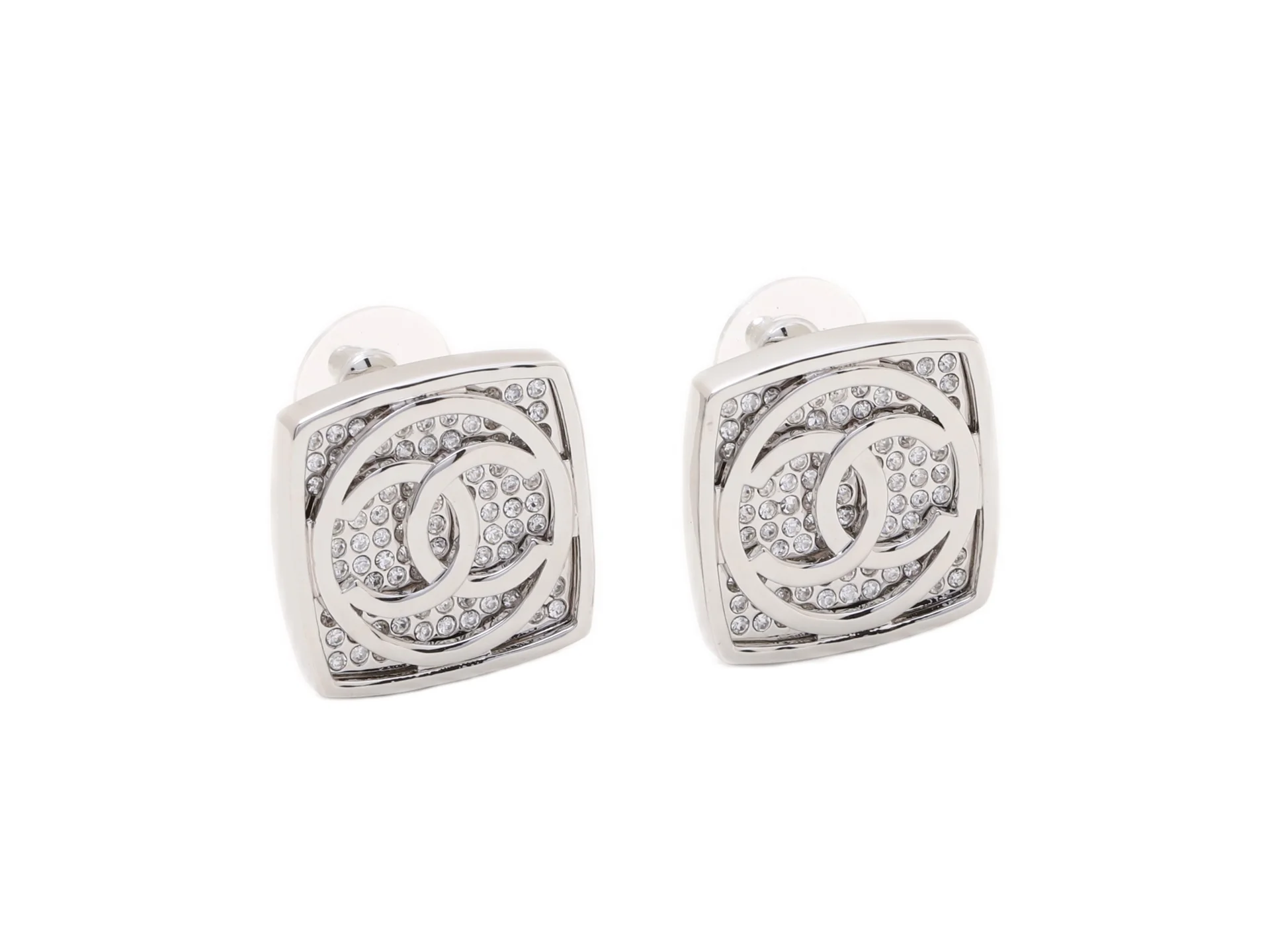 Crystal-Embellished Square CC Stud Earrings D15517432