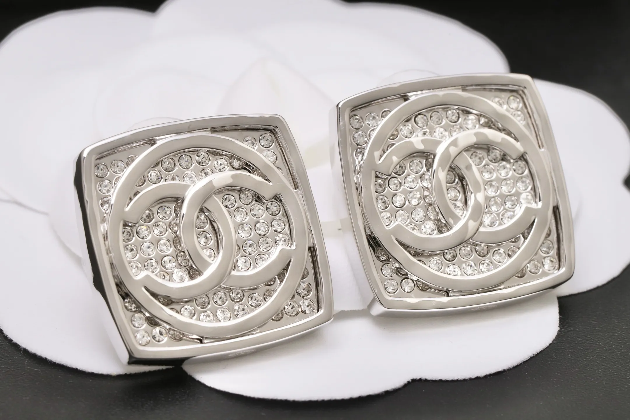 Crystal-Embellished Square CC Stud Earrings D15517432 — view 4