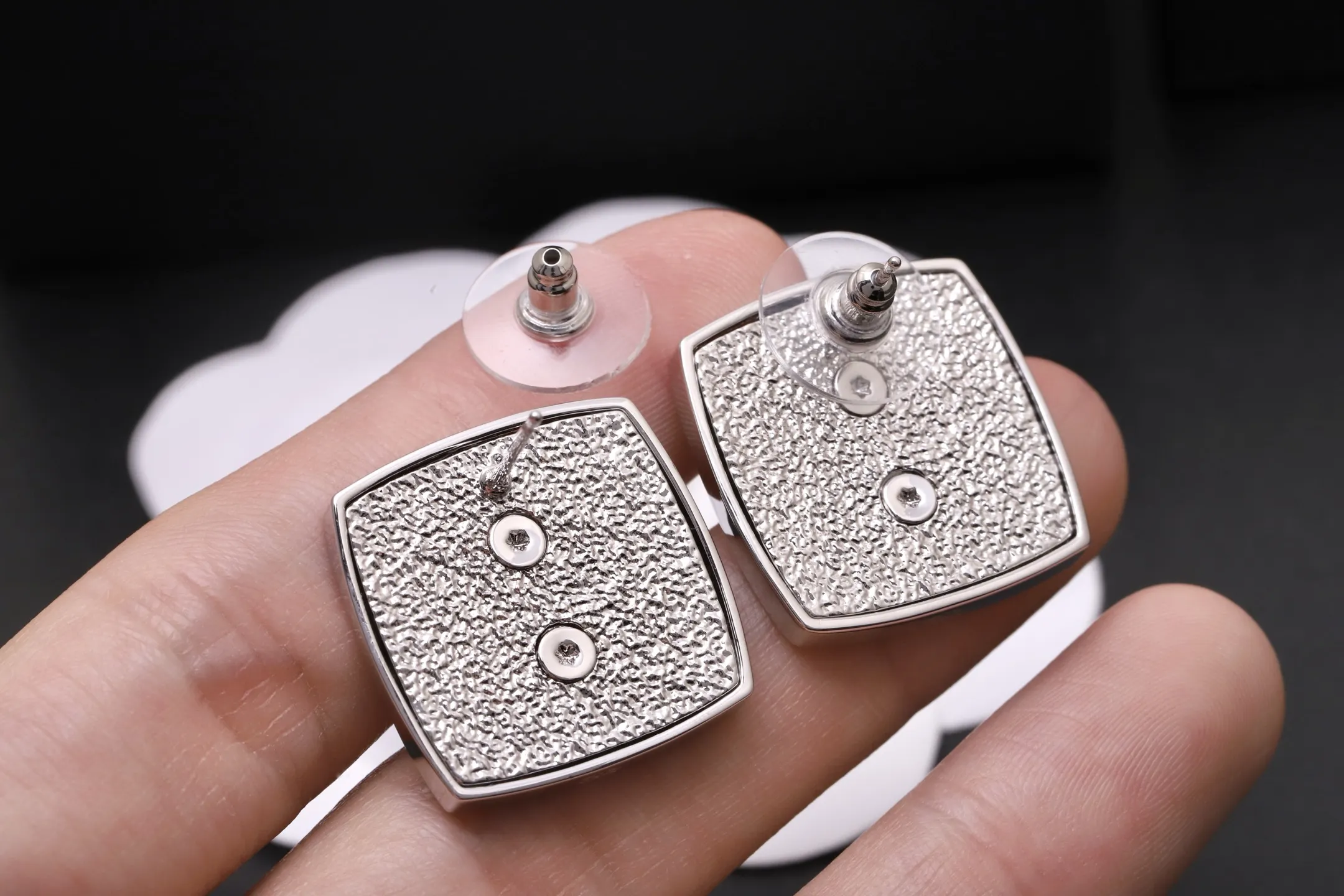 Crystal-Embellished Square CC Stud Earrings D15517432 — view 6
