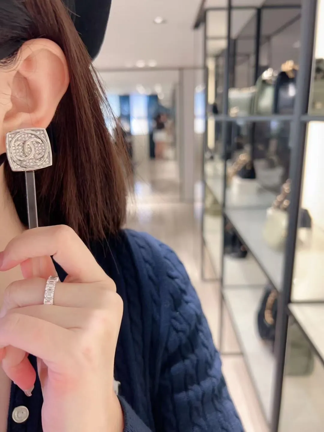Crystal-Embellished Square CC Stud Earrings D15517432 — view 8