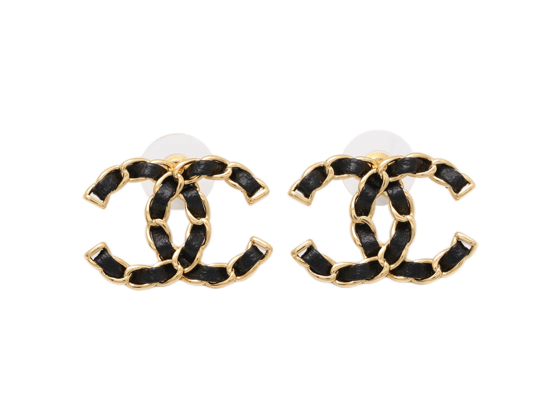 Interlocking CC Leather-Chain Stud Earrings D13517060