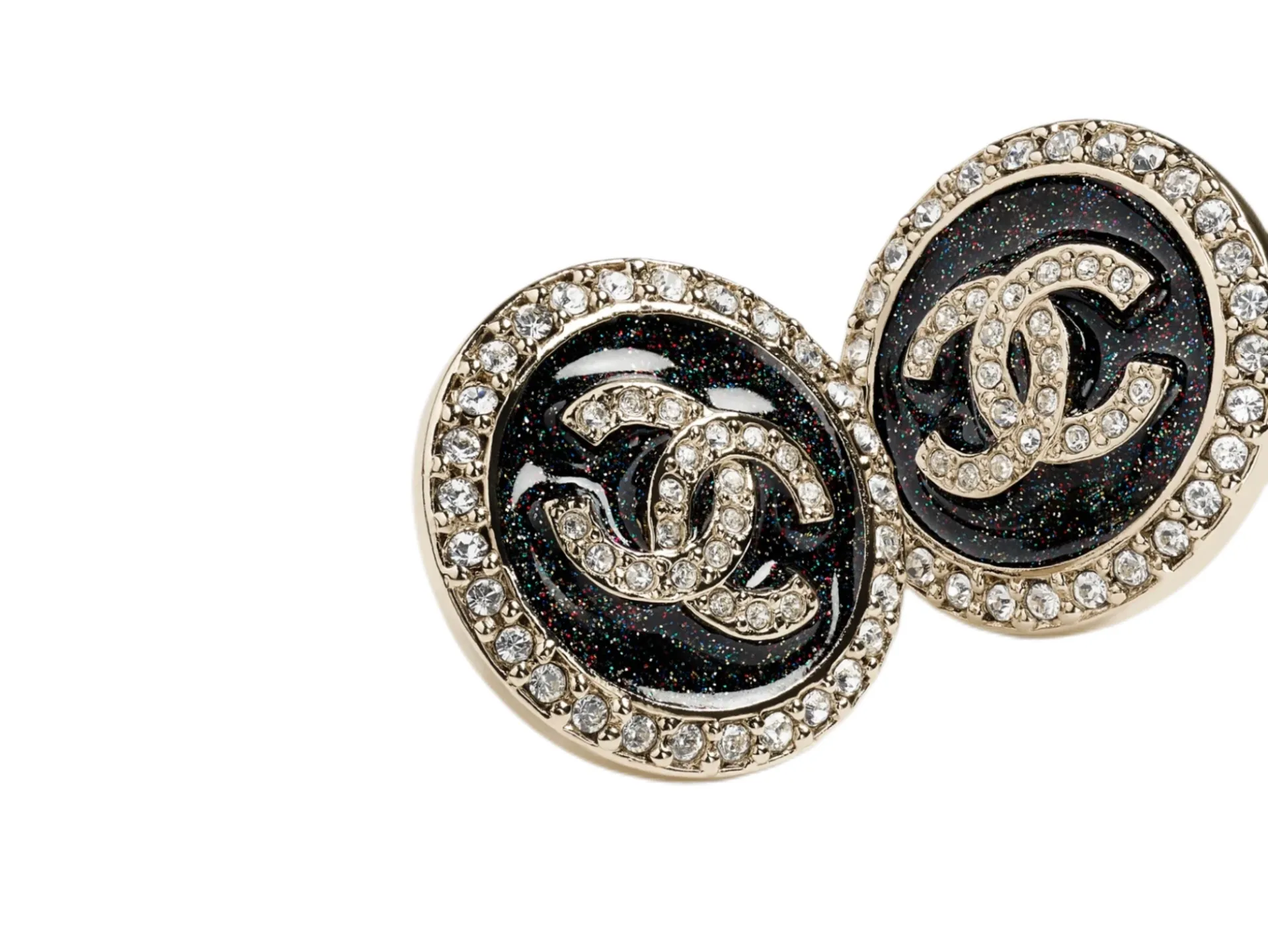 CC Logo Glitter Enamel Stud Earrings D15017344