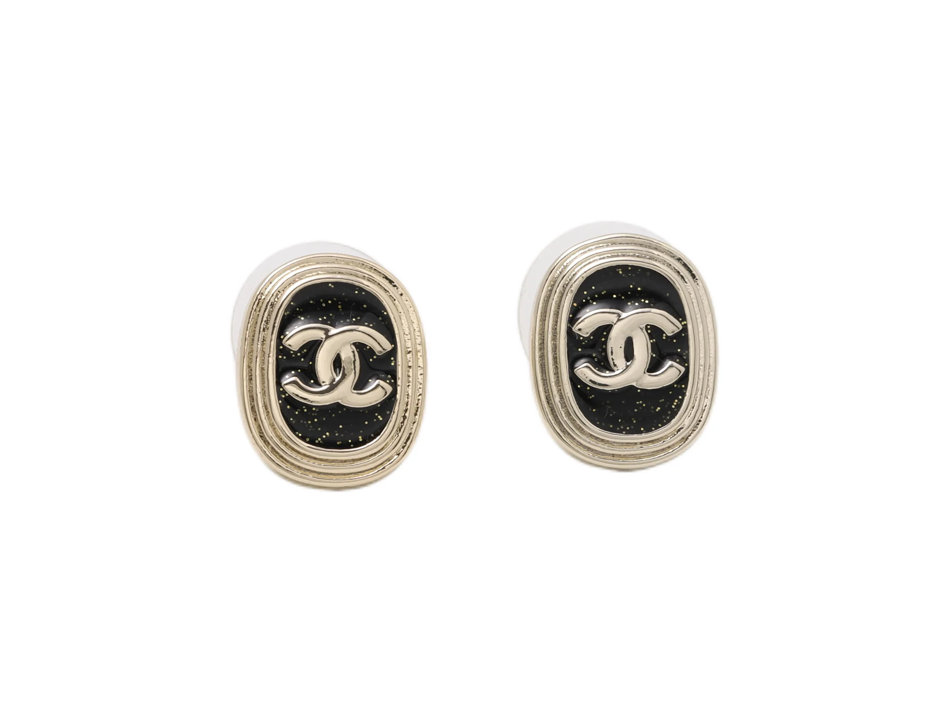 CC Logo Glitter Resin Stud Earrings D14017091