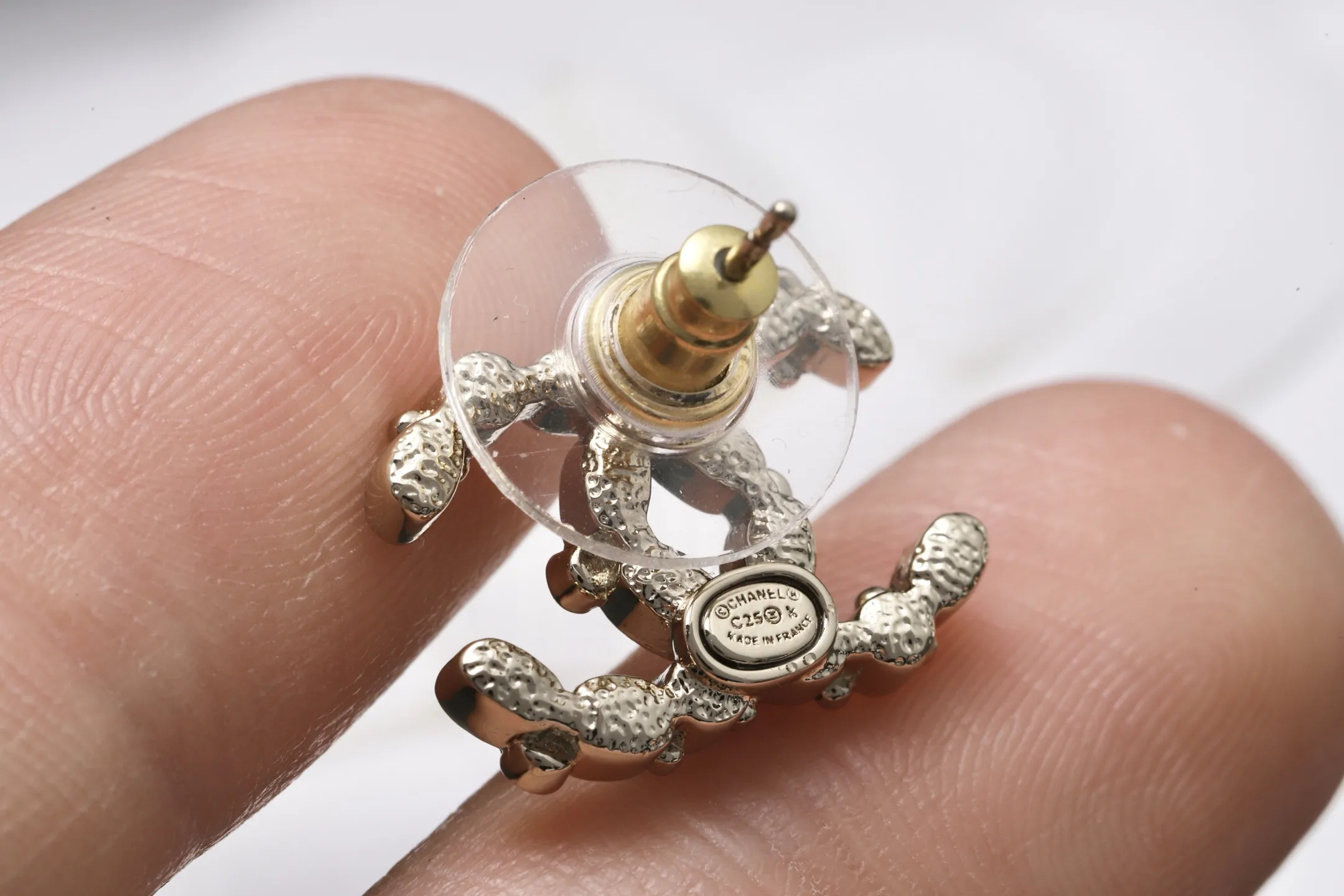Enamel and Crystal Double C Stud Earrings D13517093 — view 6