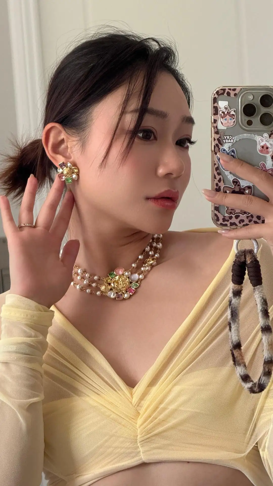 Vintage CC Multi-Crystal Stud Earrings D16517032 — view 8