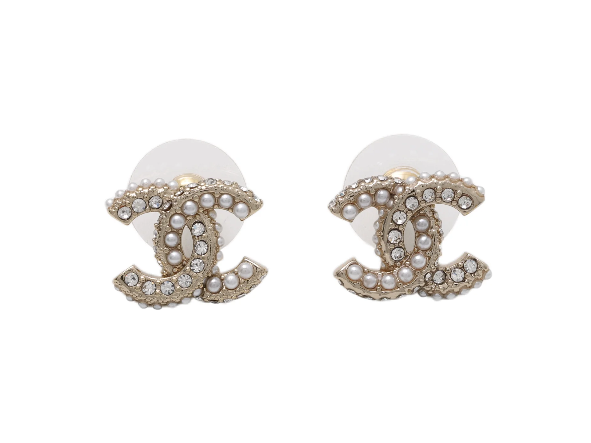 Crystal and Faux Pearl CC Stud Earrings D12517063