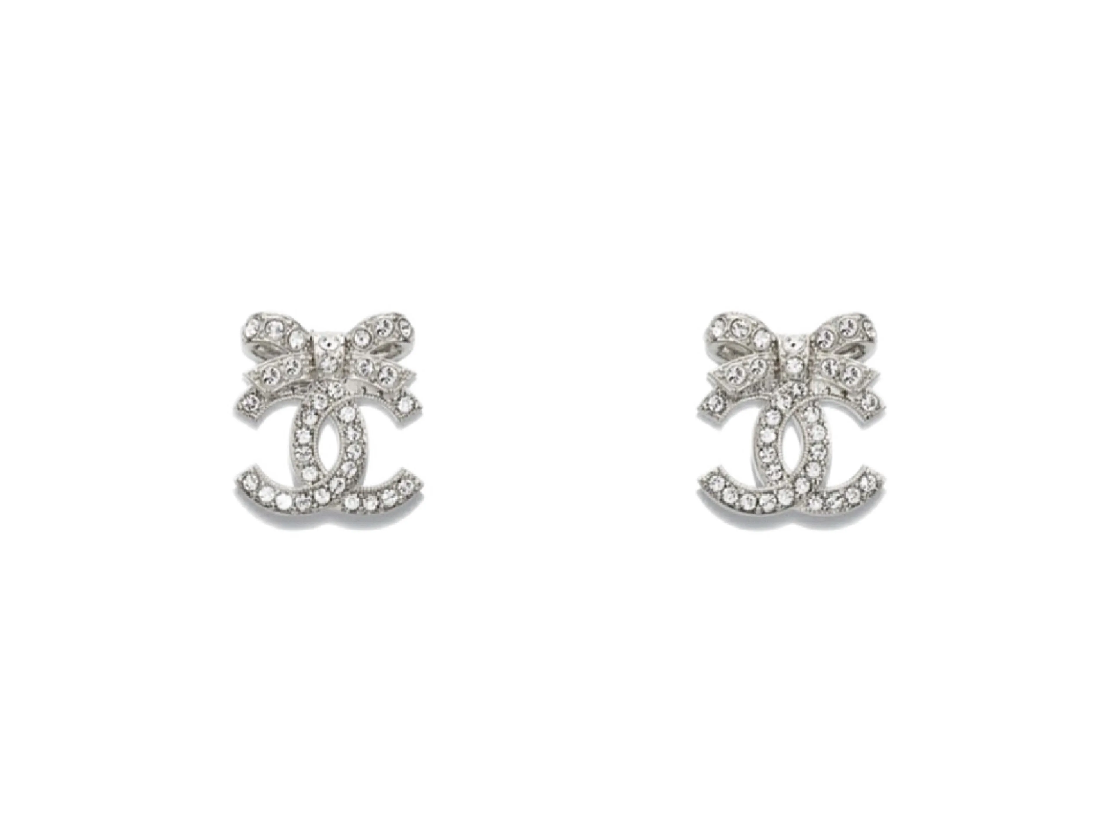 Crystal-Embellished Bow CC Stud Earrings D12017437