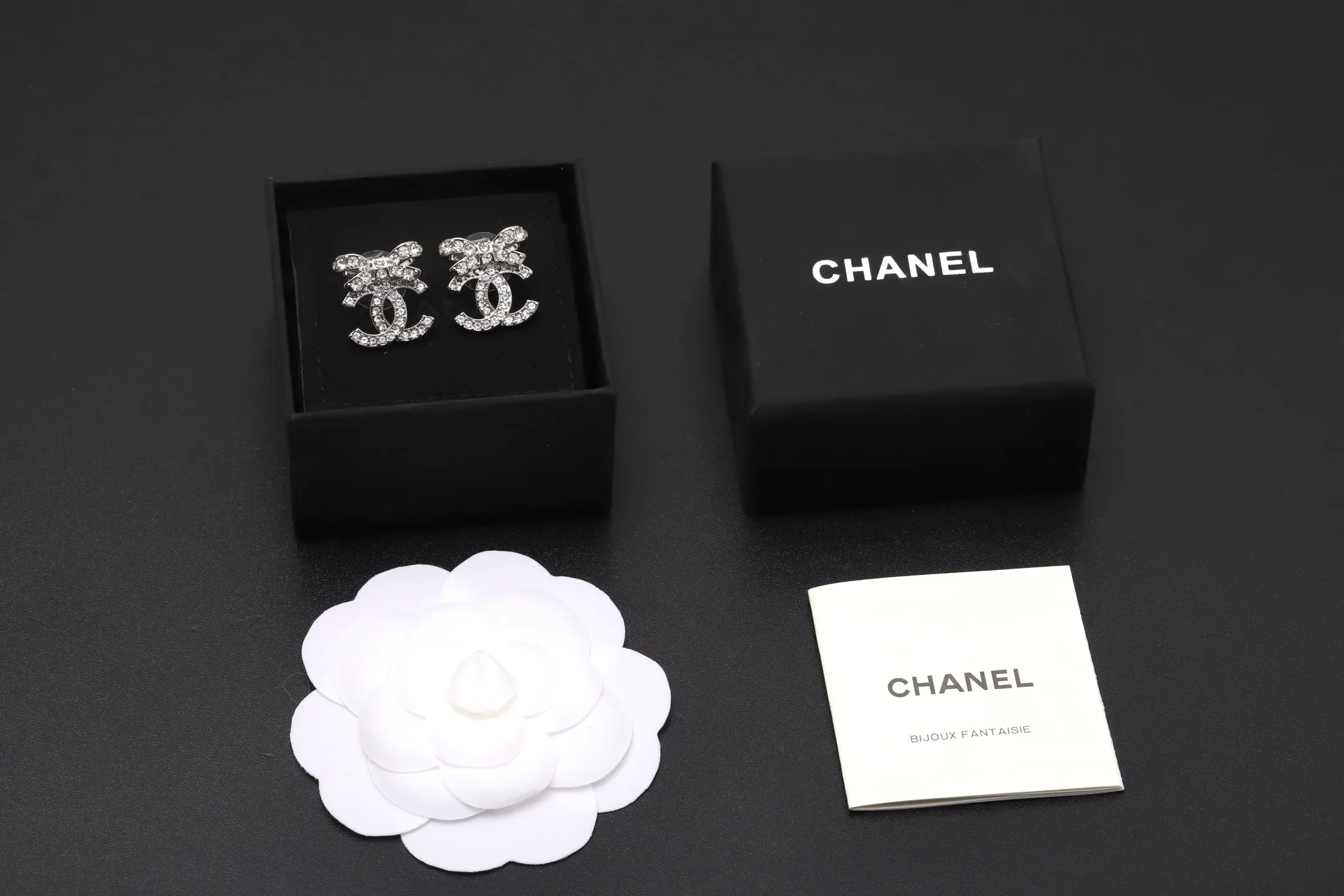 Crystal-Embellished Bow CC Stud Earrings D12017437 — view 2