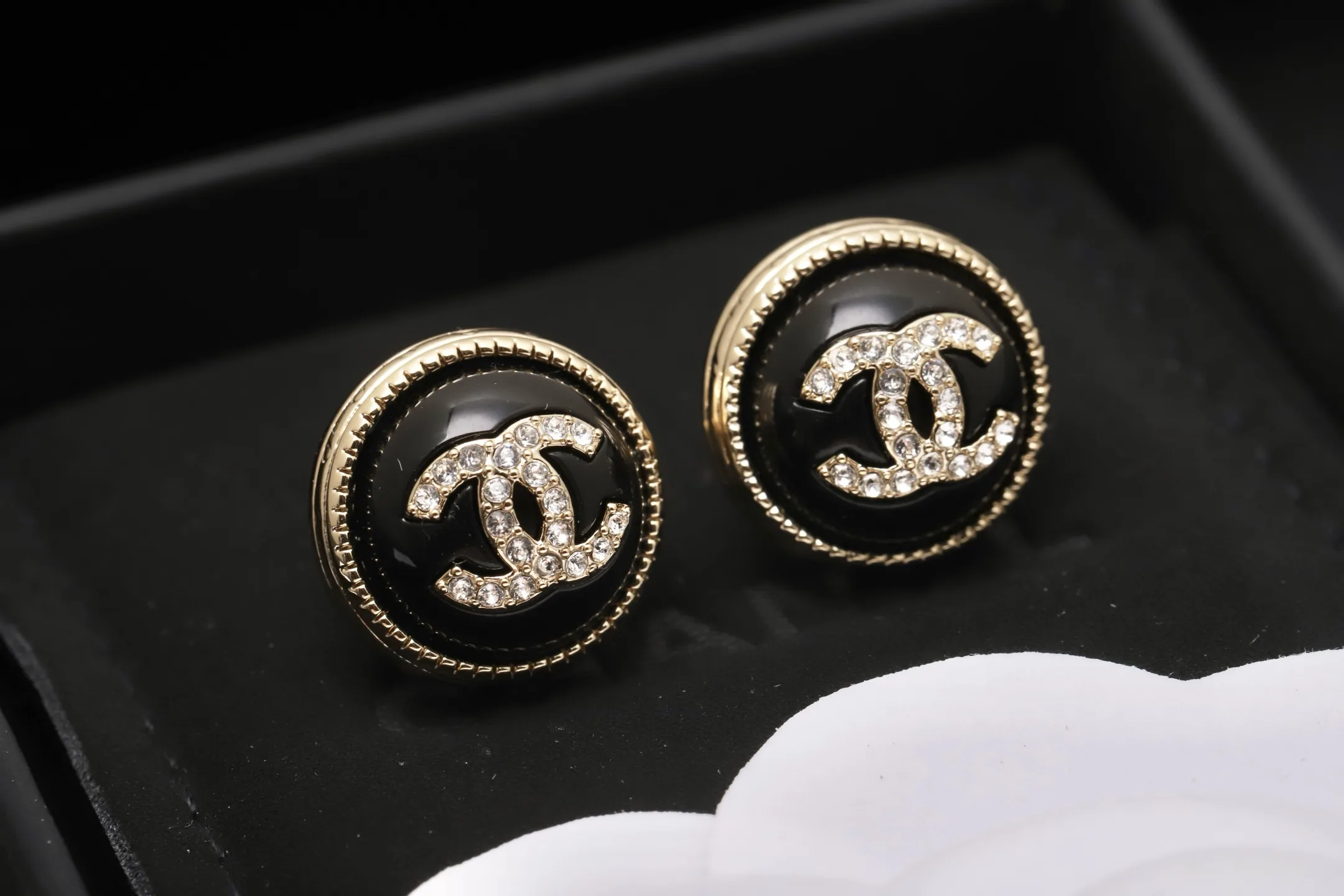 Crystal-Embellished CC Button Stud Earrings D14017441 — view 2