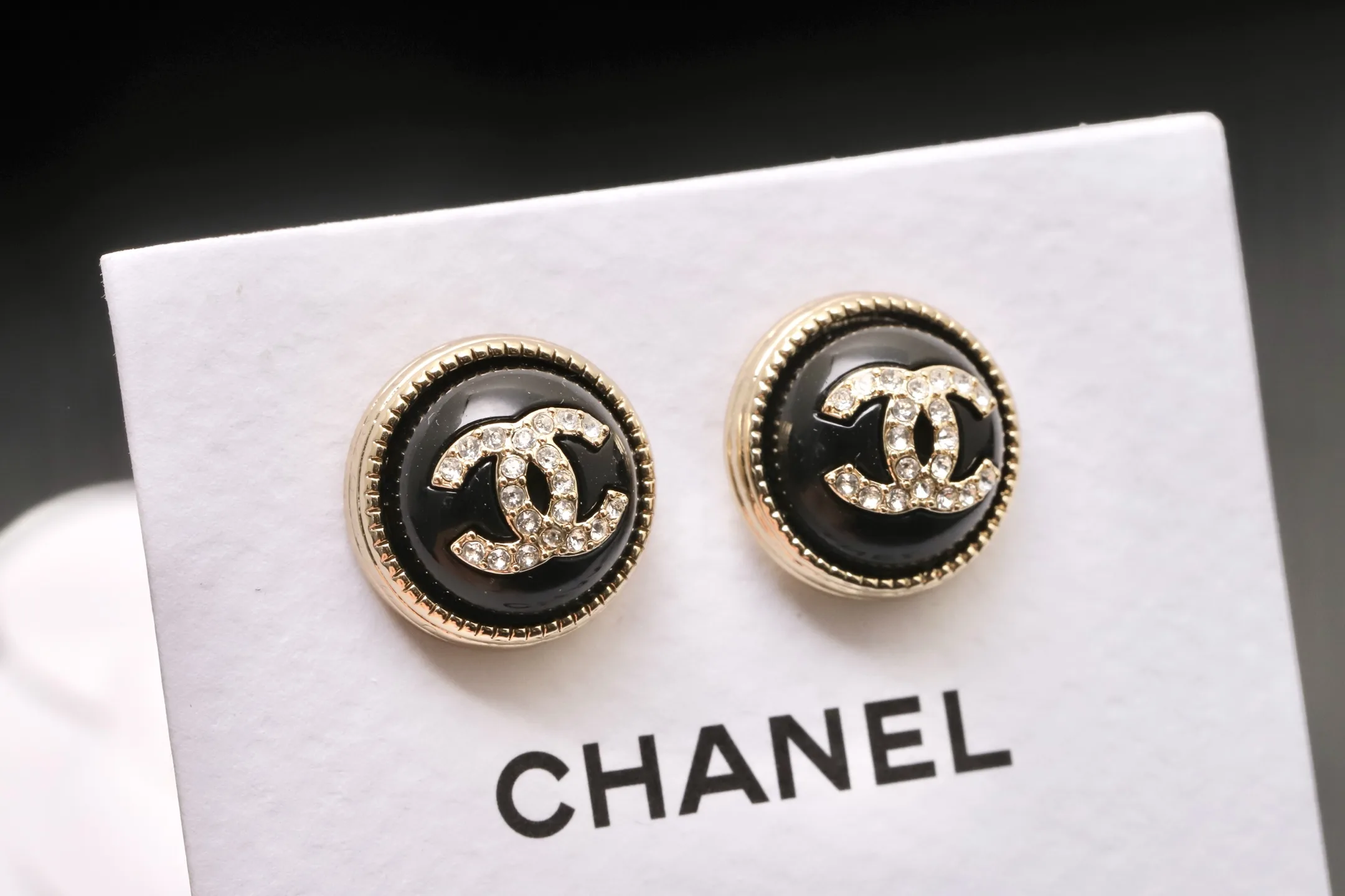 Crystal-Embellished CC Button Stud Earrings D14017441 — view 3