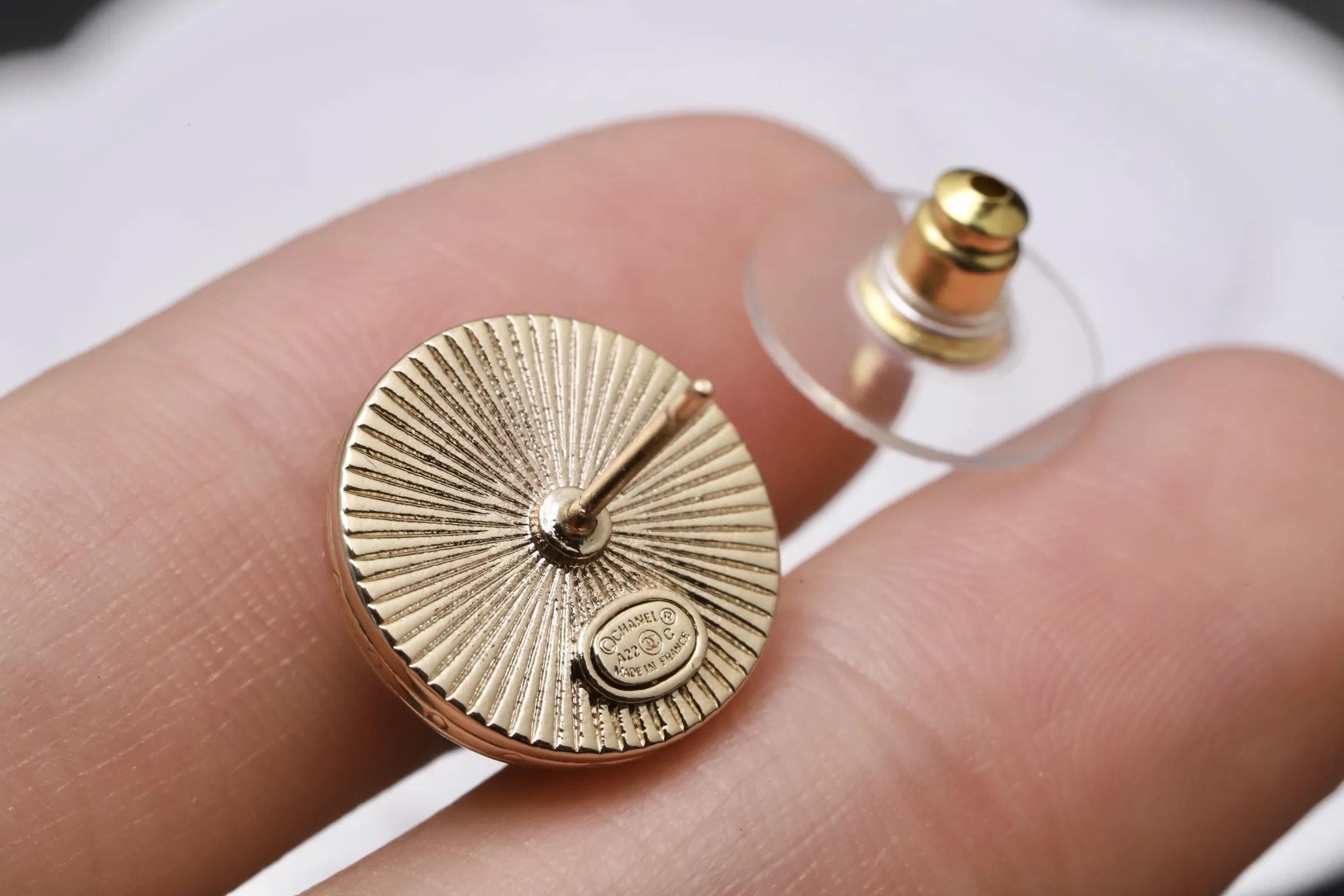Crystal-Embellished CC Button Stud Earrings D14017441 — view 6