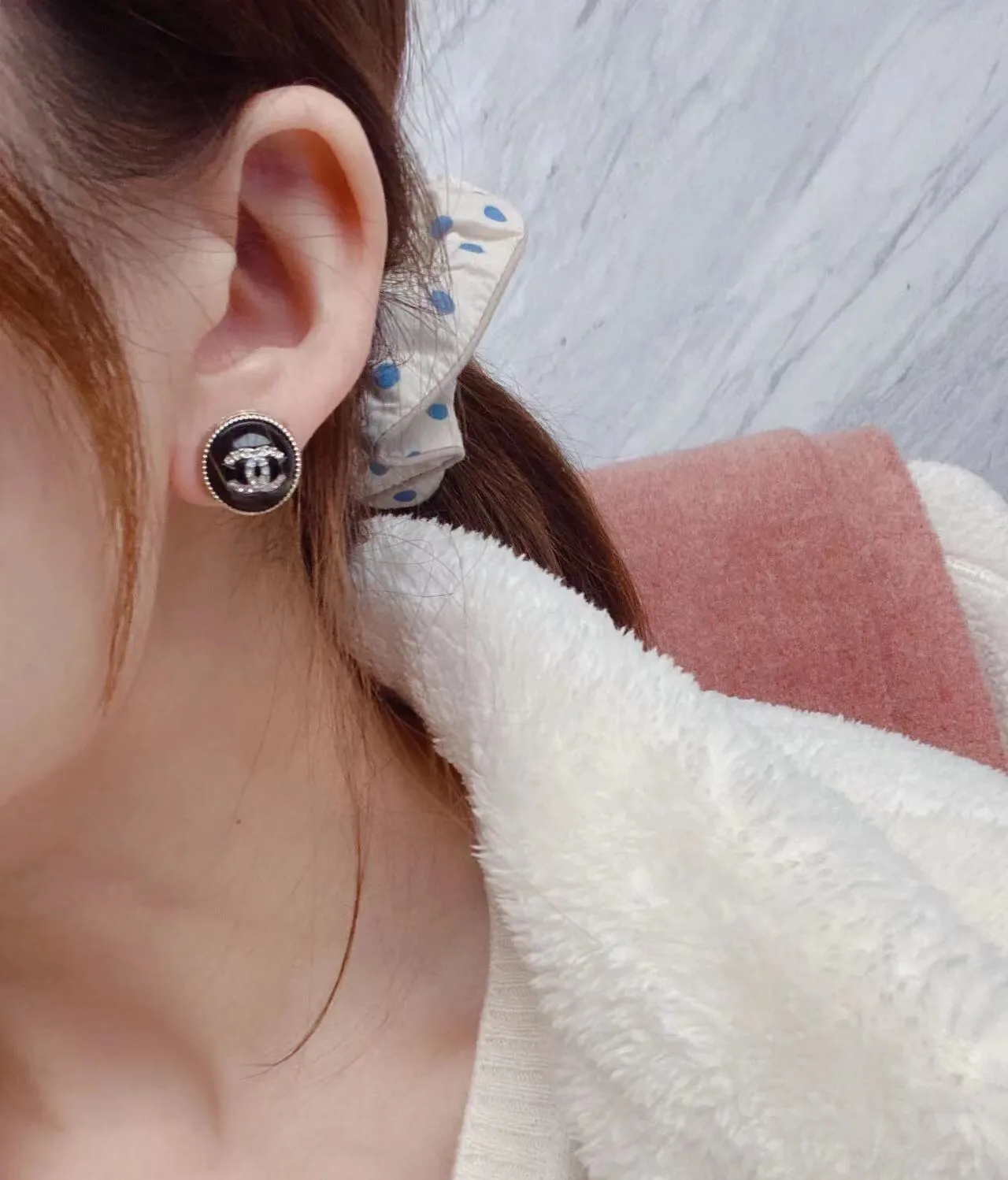 Crystal-Embellished CC Button Stud Earrings D14017441 — view 8