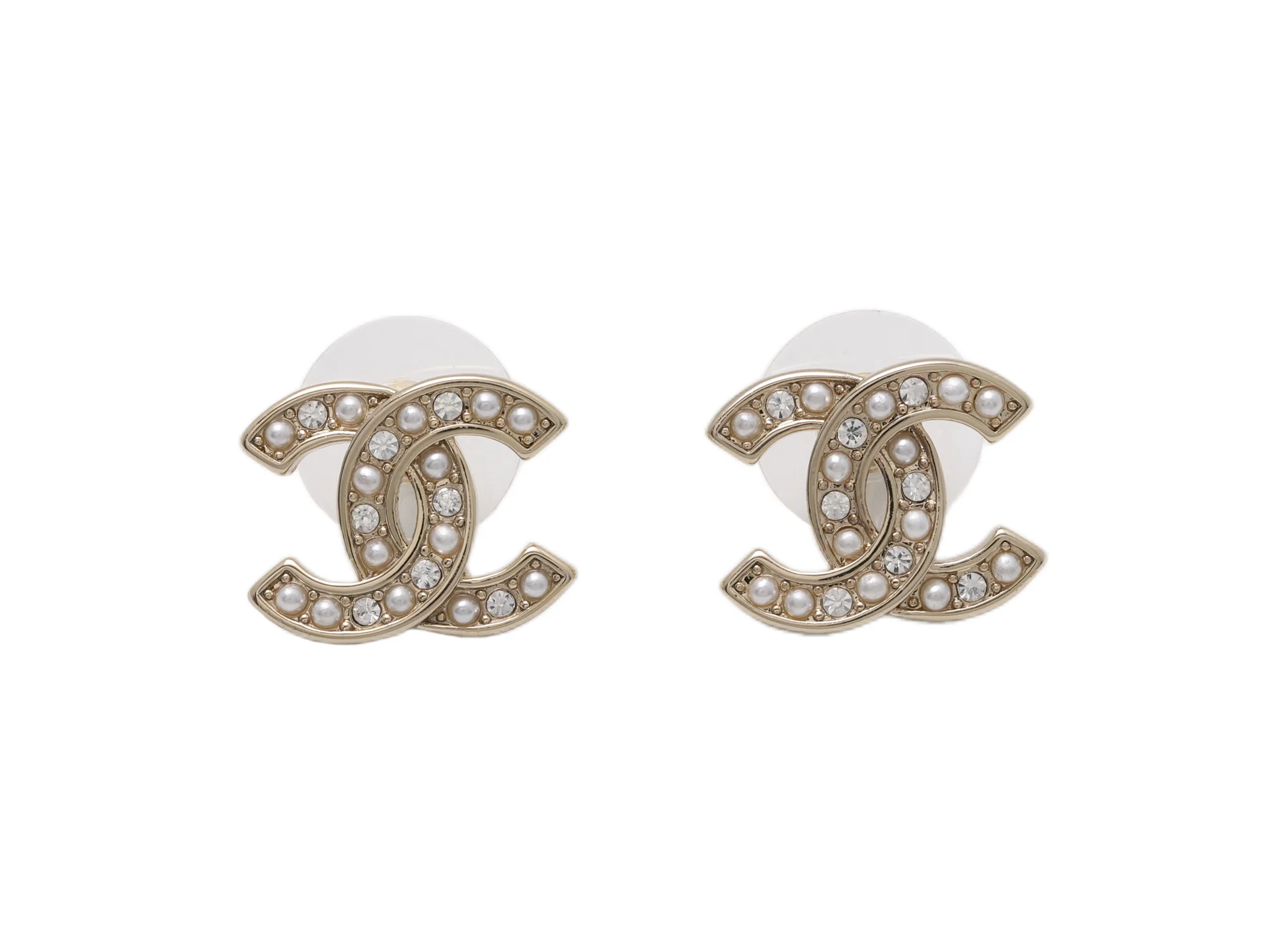 Crystal and Faux Pearl CC Stud Earrings D12517062
