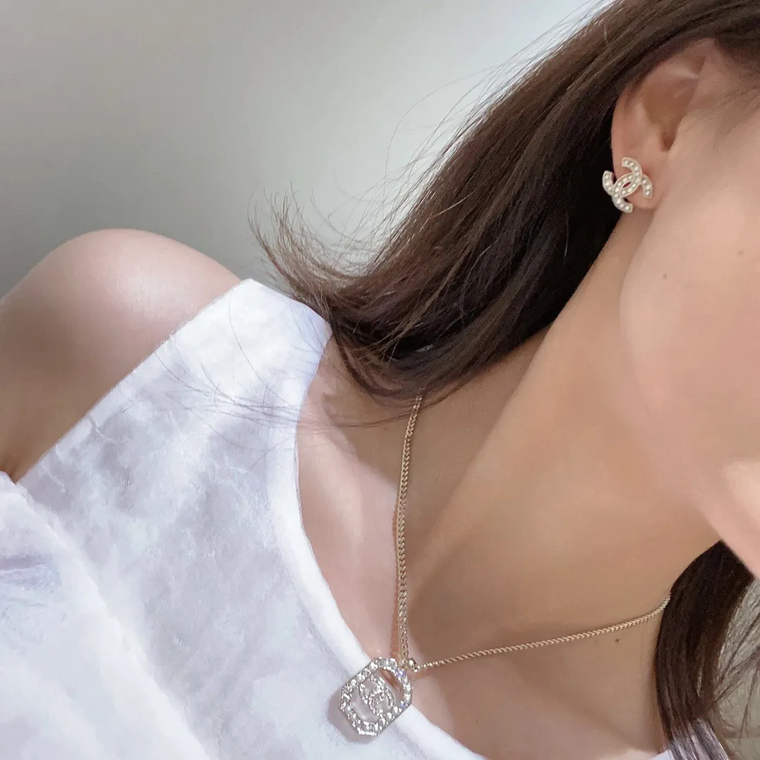 Crystal and Faux Pearl CC Stud Earrings D12517062 — view 9
